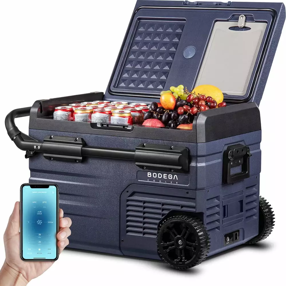 BODEGA 12 Volt 37 Qt. Portable Car Refrigerator. Car Freezer for Outdoor. Camping. Travel. RV.APP Control