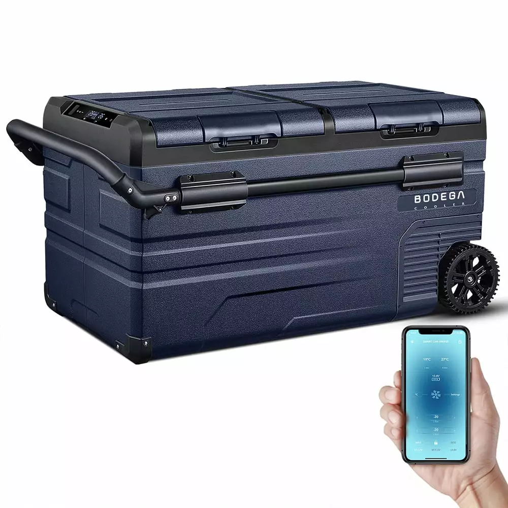 BODEGA 12 Volt 80 Qt.75L) Car Refrigerator. Portable Freezer. Car Fridge for Camping. Travel.APP Control