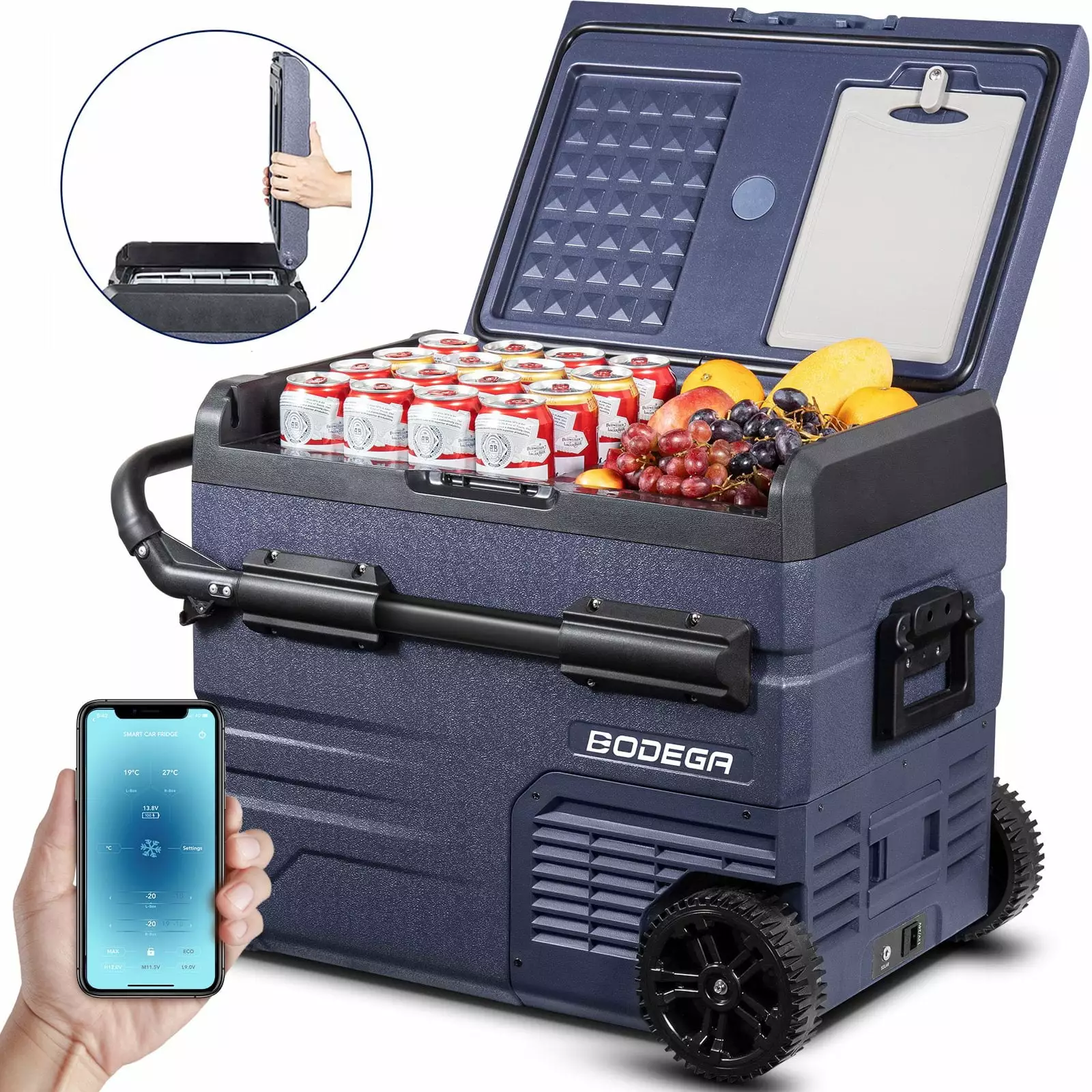 BODEGA 12 Volt Car Refrigerator. 24V DC Portable Car Fridge RV Freezer for Outdoor.Camping.RV and Travel. 48 Quart (45L)