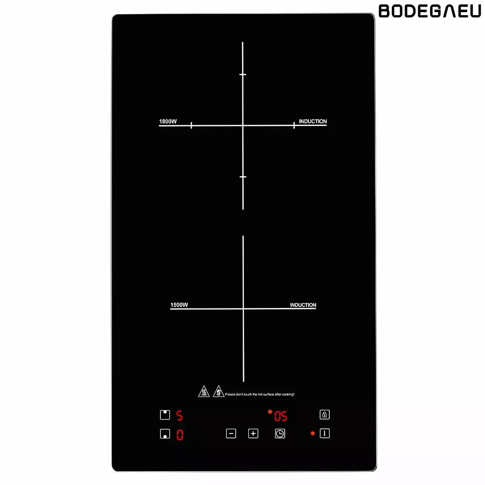 BODEGAEU Electric Cooktops Sensor Touch with 2 Burners 10 Power Levels Child lock & Timer for 4.72-10.23 Pot Fast Cooking