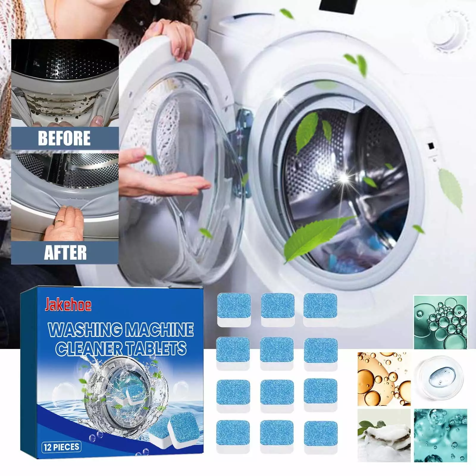 BTTGGLhn Cleaning Tablets Stains Washing Machine Tank Cleaning Tablets Fully Automatic Cleaning Tablets for Home Indoor