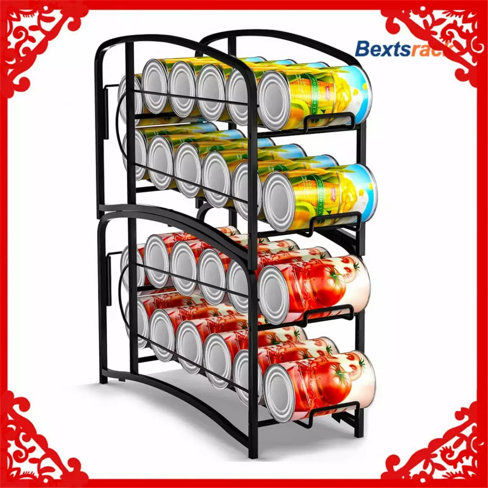 Bextsrack 2 PCs Soda Can Organizer For Refrigerator Drink Can Organizer For Fridge-Black