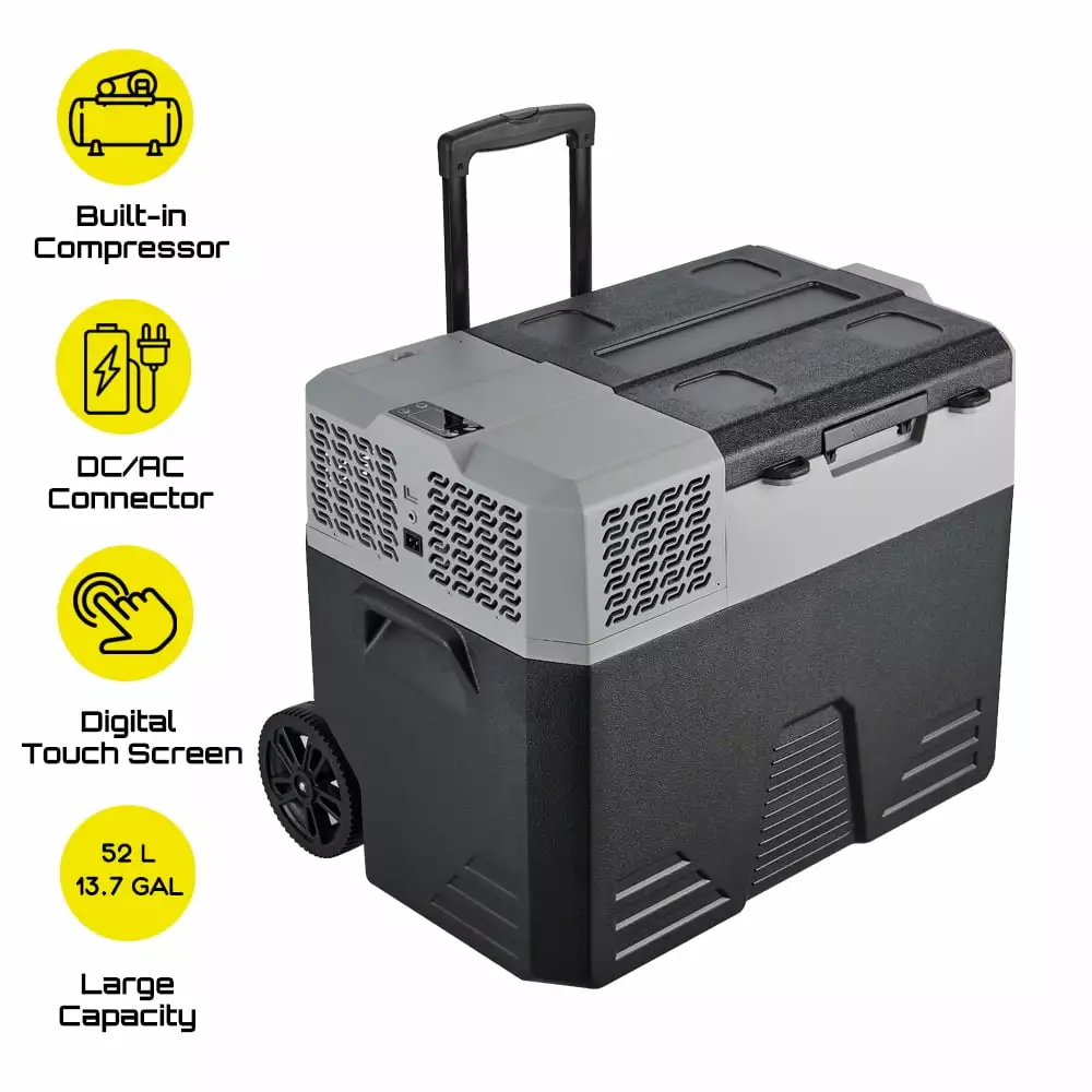 BornTech 52 Liter Portable Electric Cooler for Car Freezer Compressor Mini Refrigerator Fridge for RV Boat