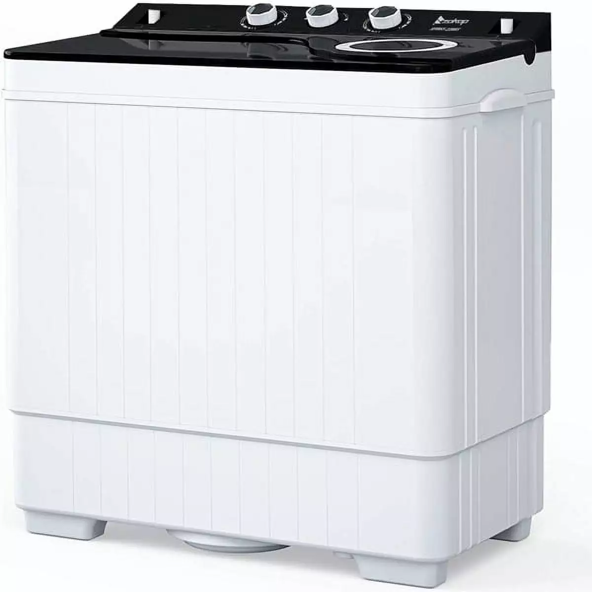 Bornmio Twin Tub with Built-in Drain Pump XPB65-2288S 26Lbs Semi-automatic Twin Tube Washing Machine for Apartment. Dorms. RVs. Camping and More. White&Black US Standard