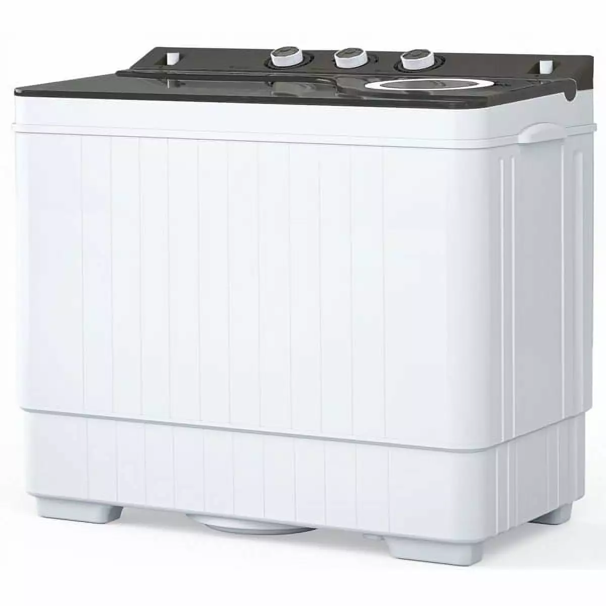 Bornmio Twin Tub with Built-in Drain Pump XPB65-2288S 26Lbs Semi-automatic Twin Tube Washing Machine for Apartment. Dorms. RVs. Camping and More. White & Grey US Standard