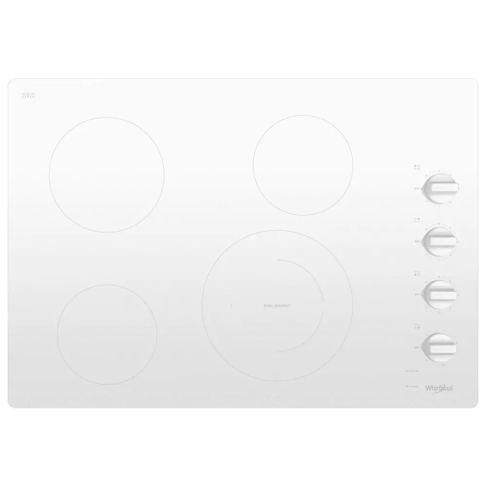 Brand New Whirlpool 30 WCE55US0HW - 4 Element Electric Cooktop in White - Depth: 21.25 - Height: 5.25 - Width: 30