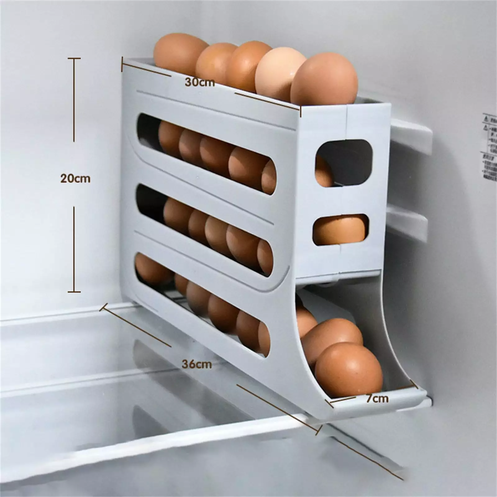 Brenberke Egg Dispenser For Refrigerator Fridge Egg Storage Automatically Roll Up 4 Tier Egg Box Kitchen Organizer For Pantry Countertop Refrigerator