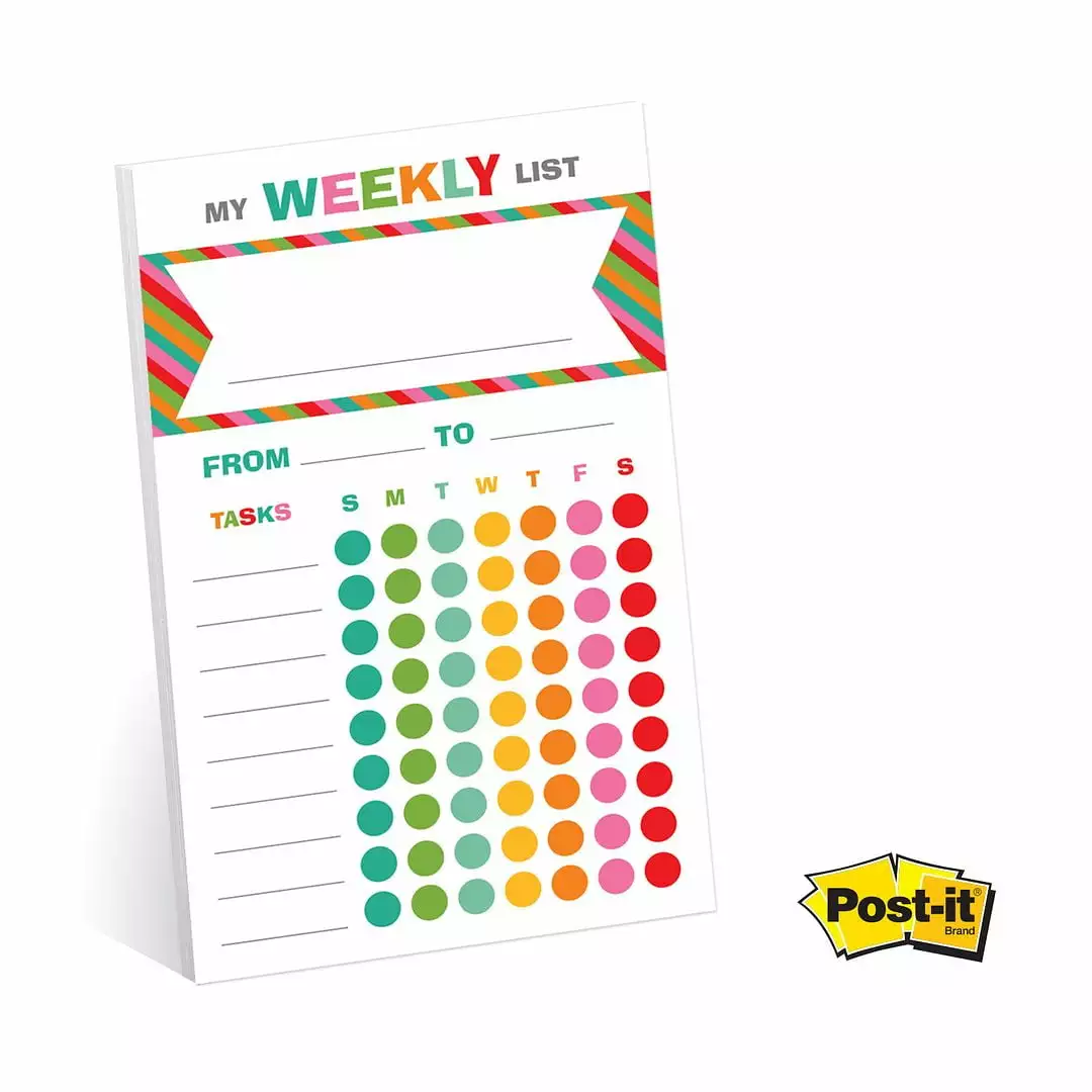 Bright Cheerful Weekly Chore Chart / 6 x 10 Sticky Note Fill-In Task List / Homeschool Task Assignment List