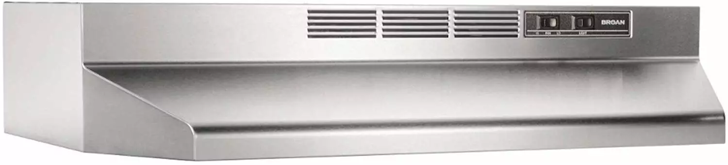 Broan 413004 Stainless Steel Ductless Range Hood Insert with Light. Exhaust Fan. Under Cabinet. 30-Inches