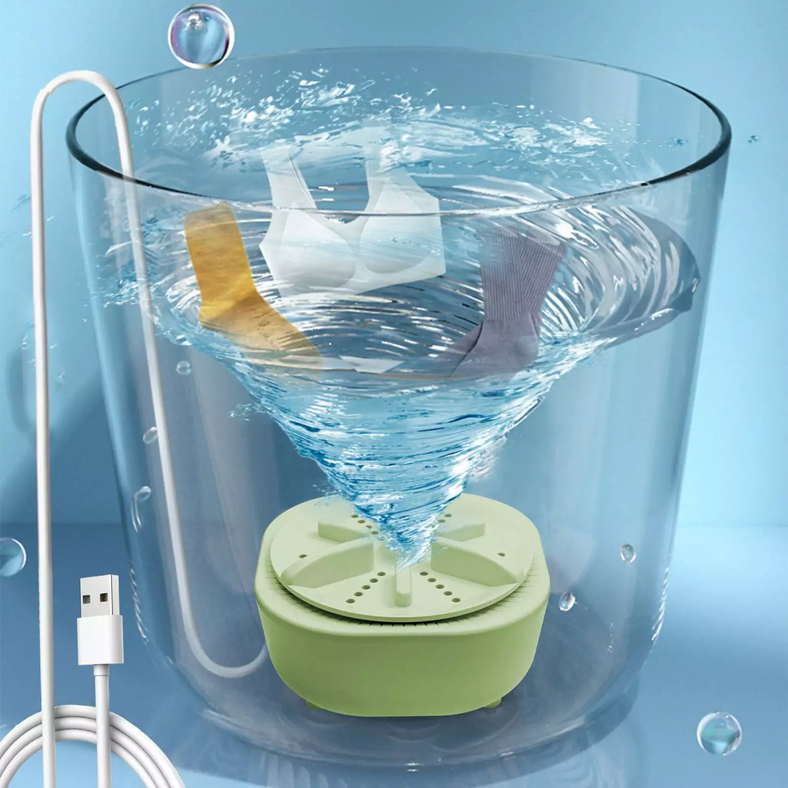 COFEST Portable MINI Washer Mini Washing 3 In1 Dishwashers Mini Waves Convenient Travel Home Business Travel USB Green