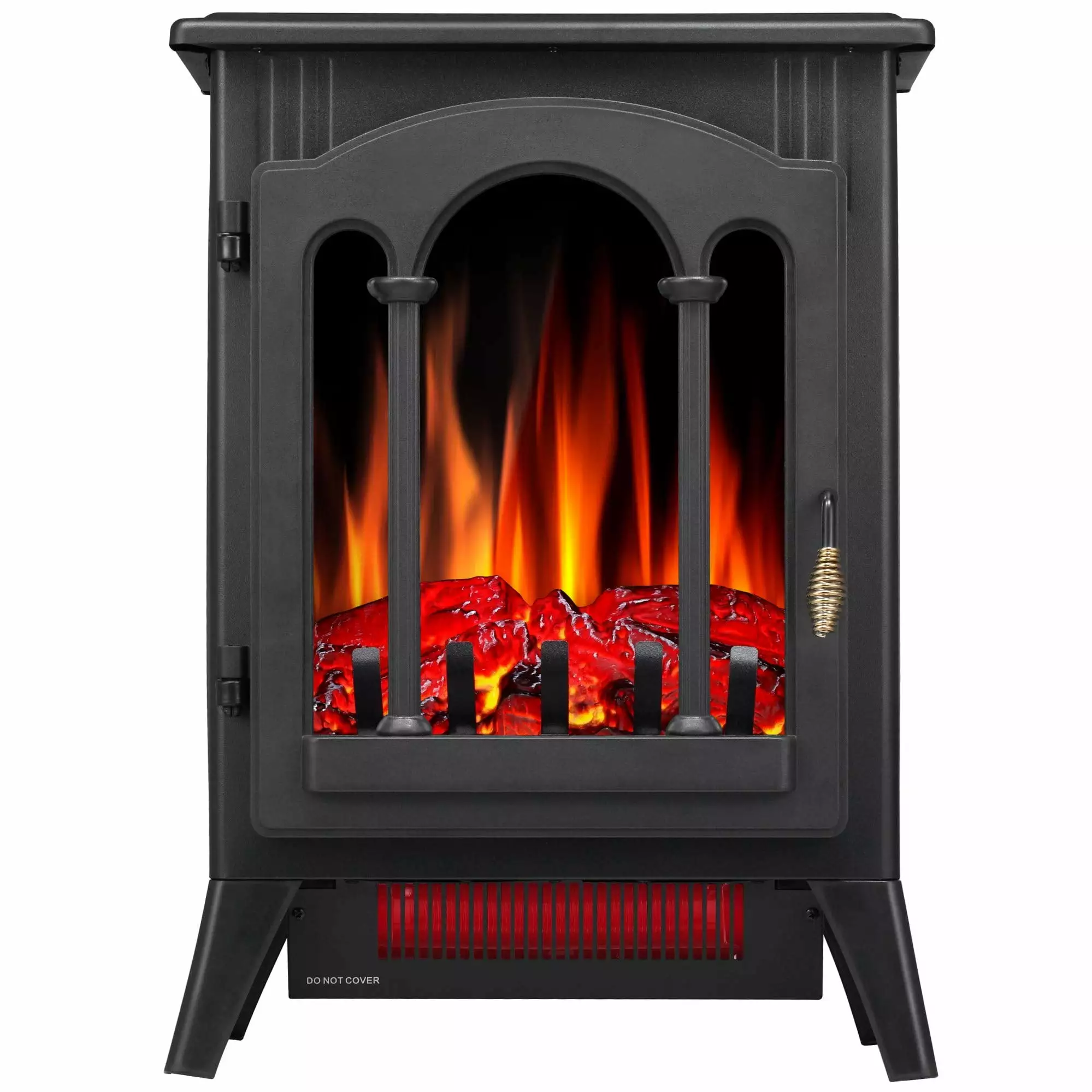 COWSAR 19 Frestanding Electric Stove Infrared Heater with Life-like Flame. ETL Certified. Home Decor Room. 1000/1500W. Black