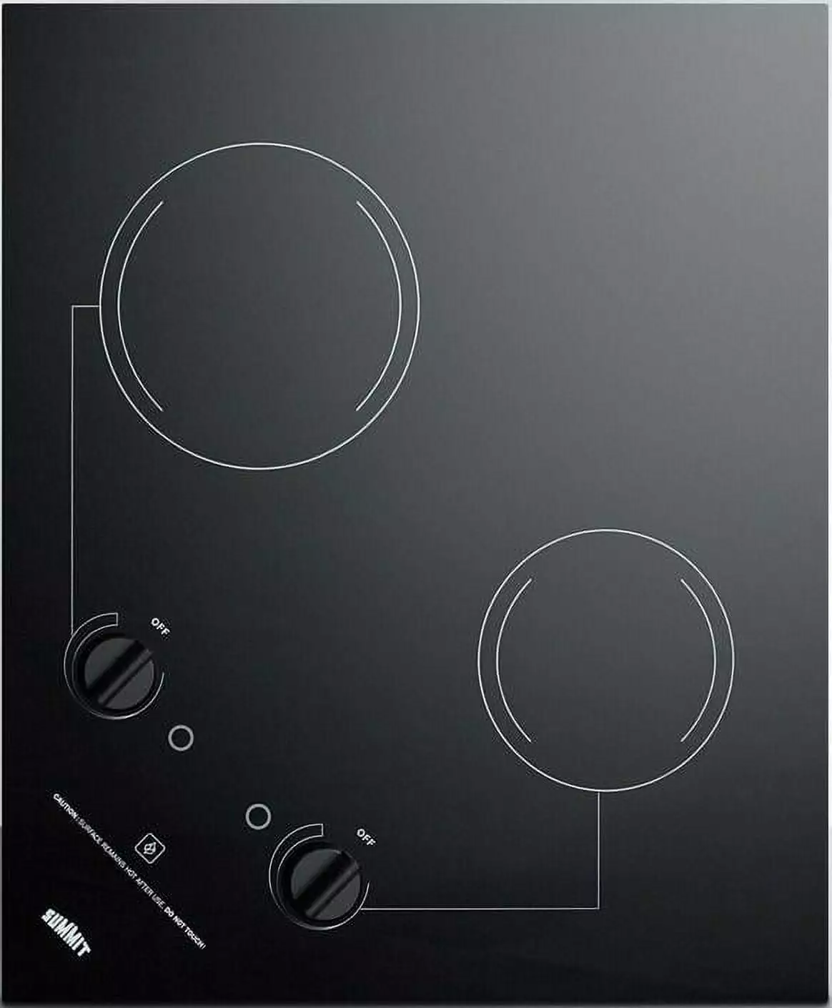 CR2B121 22 Radiant Cooktop with 2 Elements; Smooth Black Ceramic Surface; Residual Heat Indicator and Indicator Lights: Black