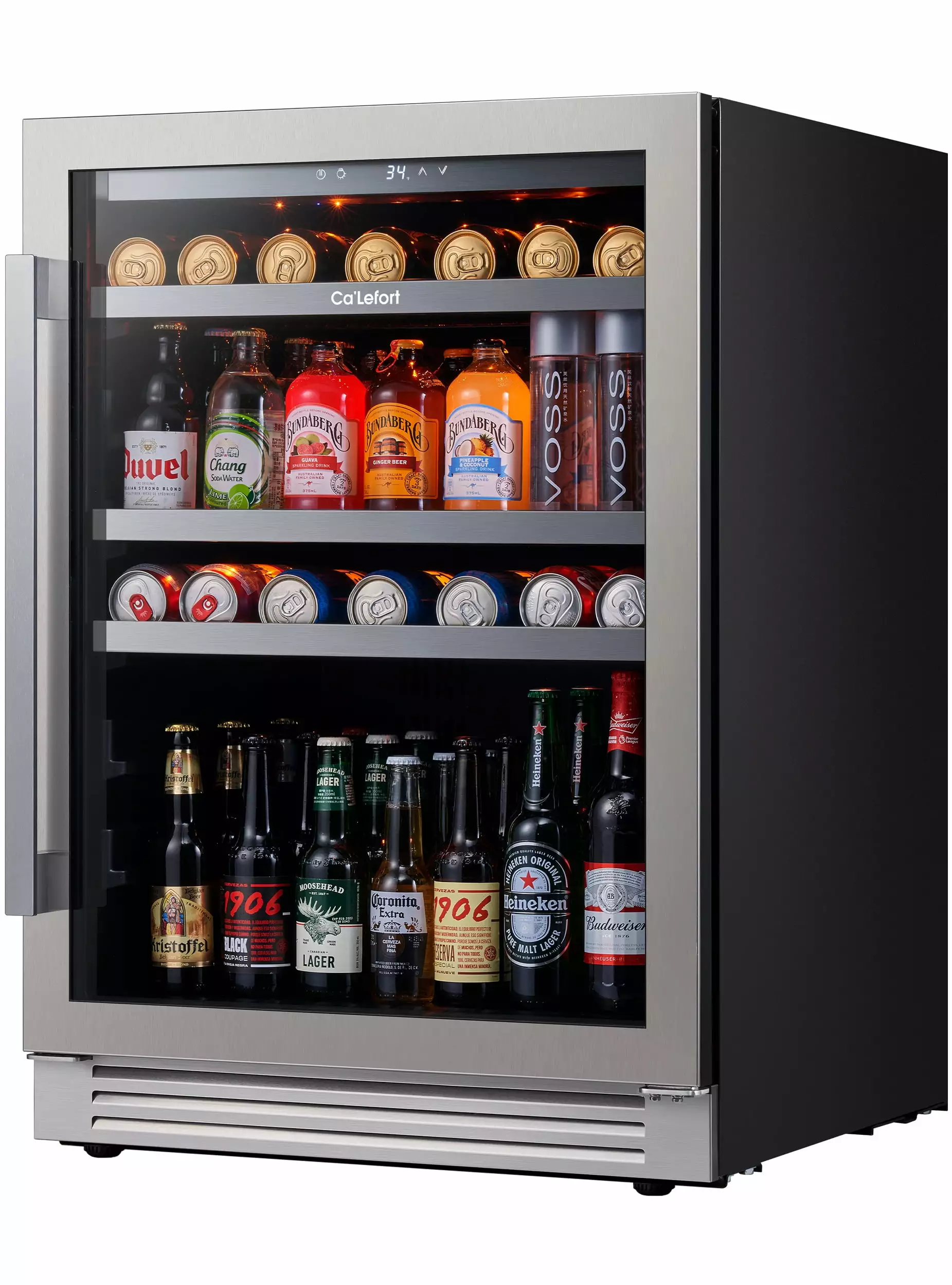 Ca'Lefort 24 inch Beverage Refrigerator Cooler.140 Can Beverage Fridge with Stainless steel Glass door