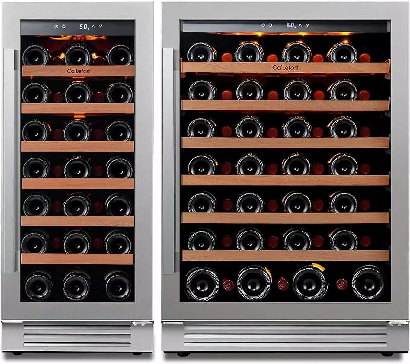 Ca'Lefort 24 inch Wine Fridge and 15 inch Wine cooler.54 Bottle Dual Zone Wine Cooler Refrigerator.Freestanding & Built-in with Stainless Steel frame for Kitchen Office