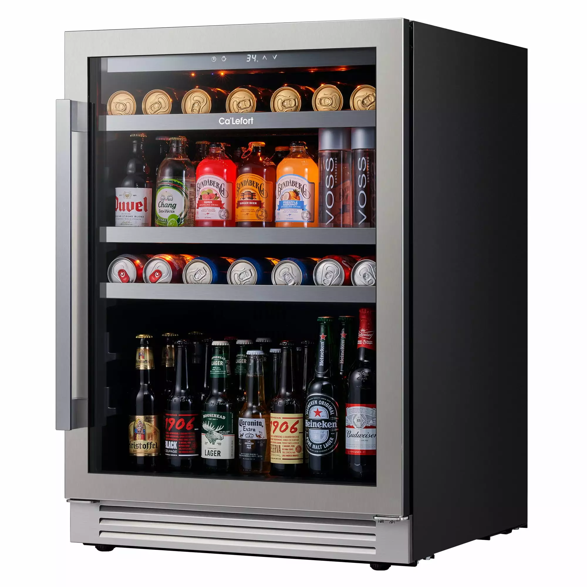 Ca'Lefort 24inch Beverage Refrigerator.140 Cans Beer Fridge Beverage Cooler with Stainless Steel Glass Door