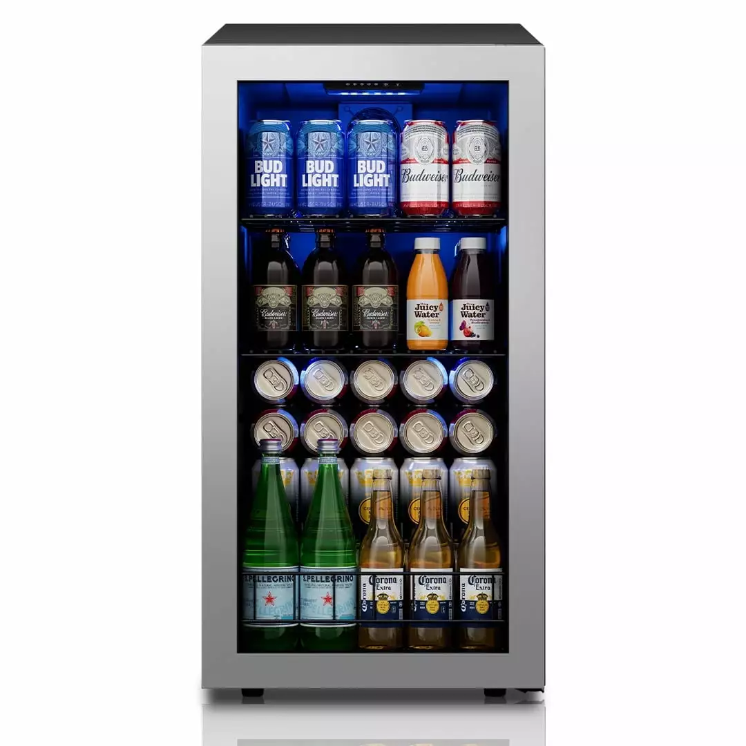 Ca'Lefort Beverage Refrigerator Cooler.121 Can Beverage Fridge with Glass Door for Soda Beer for Home Office