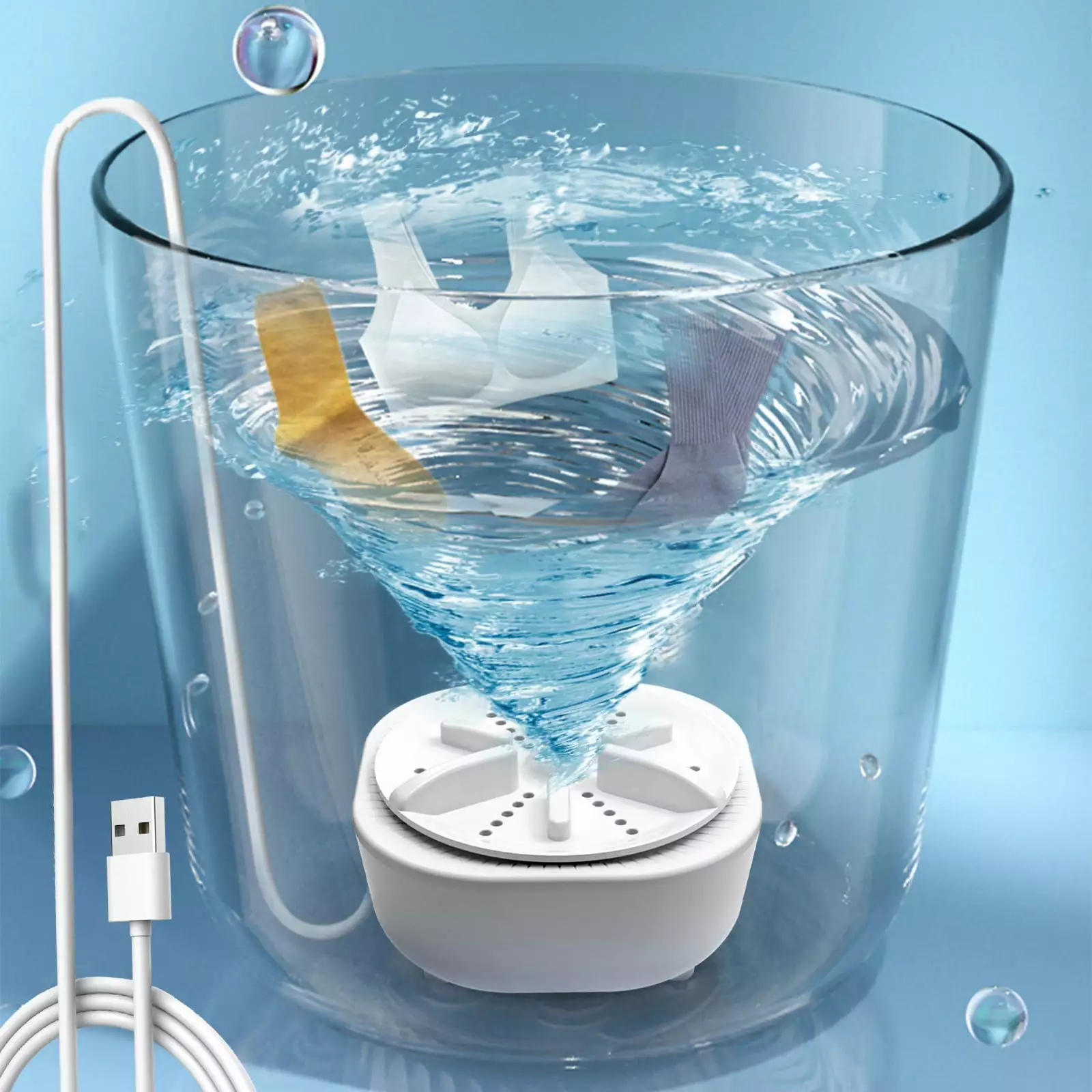 Cailmei Portable Mini Washer Mini Washing 3 In1 Dishwashers Mini Waves Convenient Travel Home Business Travel Usb White