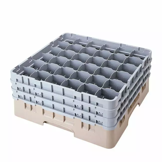 Cambro 36S800151 Gray 36-Comp. Glass Rack with 4 Extenders