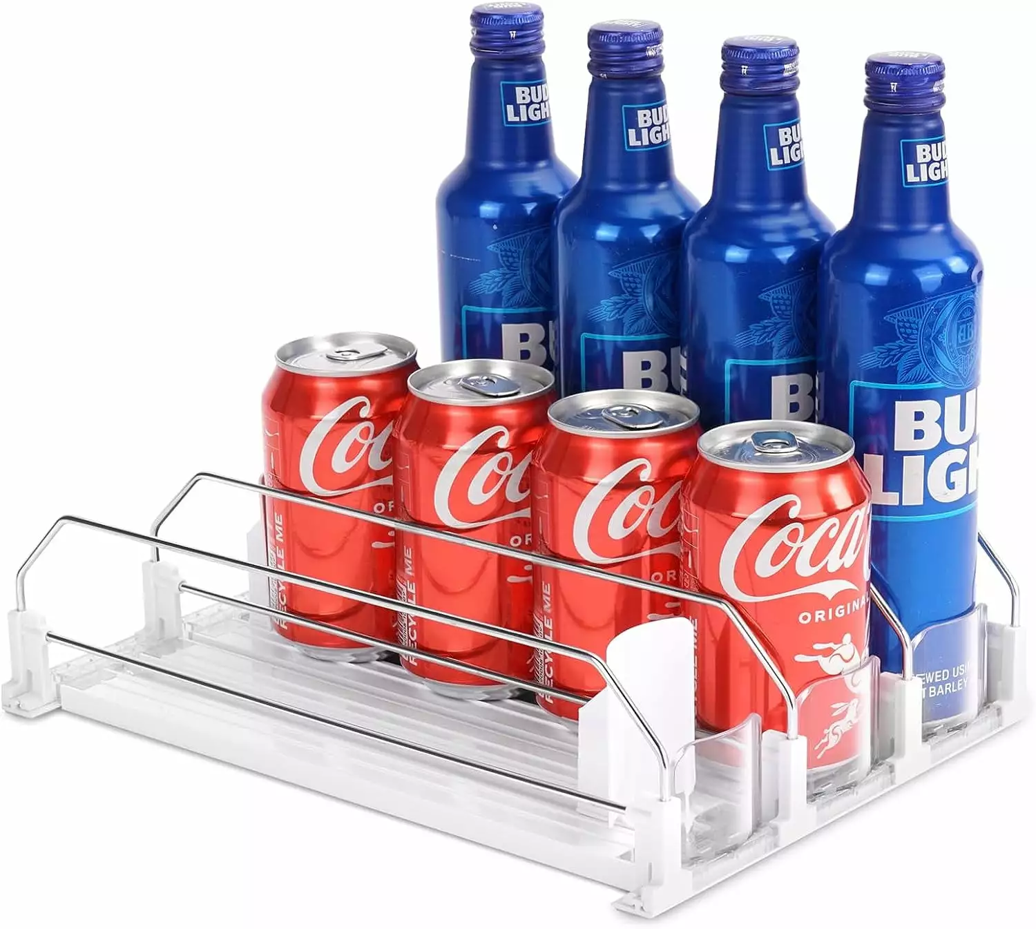 Can Drink Holder for Refrigerators. Soda Drink Dispenser for Refrigerator with Automatic Pusher Glide. Drink Organizer for Fridge by Osnell USA