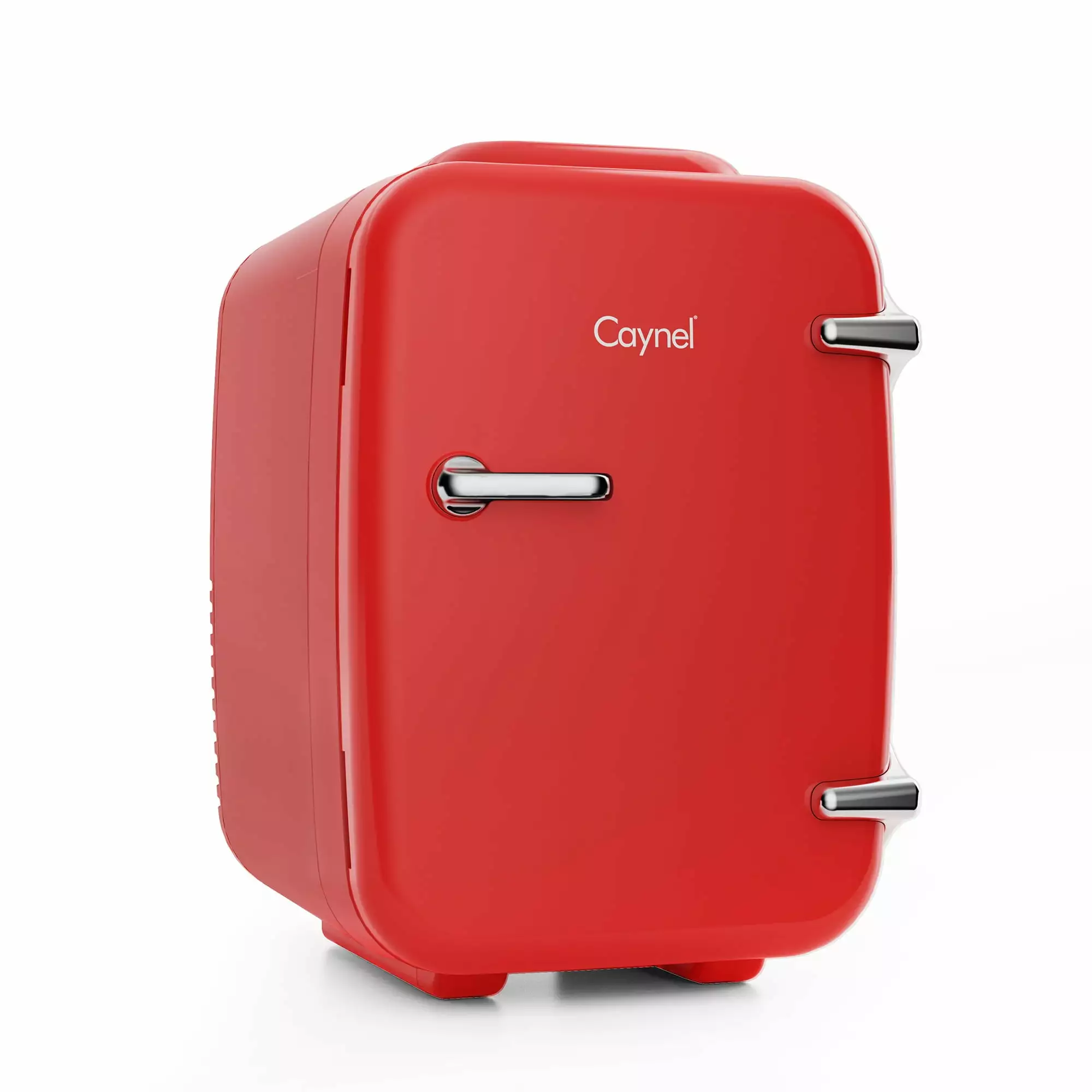 Caynel 4-Liter/6 Can Portable Mini Fridge with Warming Function. Red