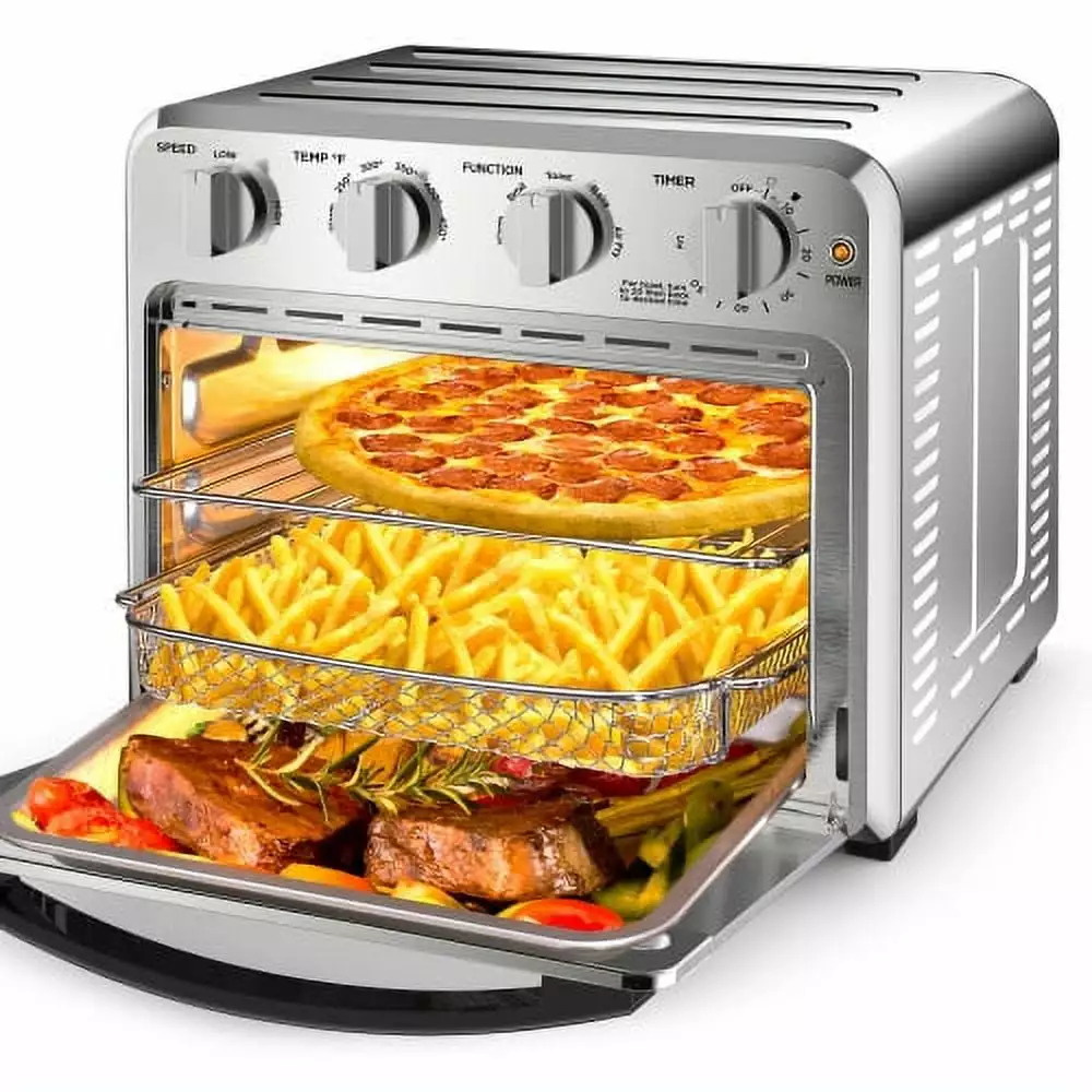 Chef Air Fryer Toaster Oven Combo. 4 Slice Toaster Convection Air Fryer Oven Warm. Broil. Toast. Bake. Oil-Free. Accessories Included. Stainless Steel. Silver(16QT Air Fryer Oven