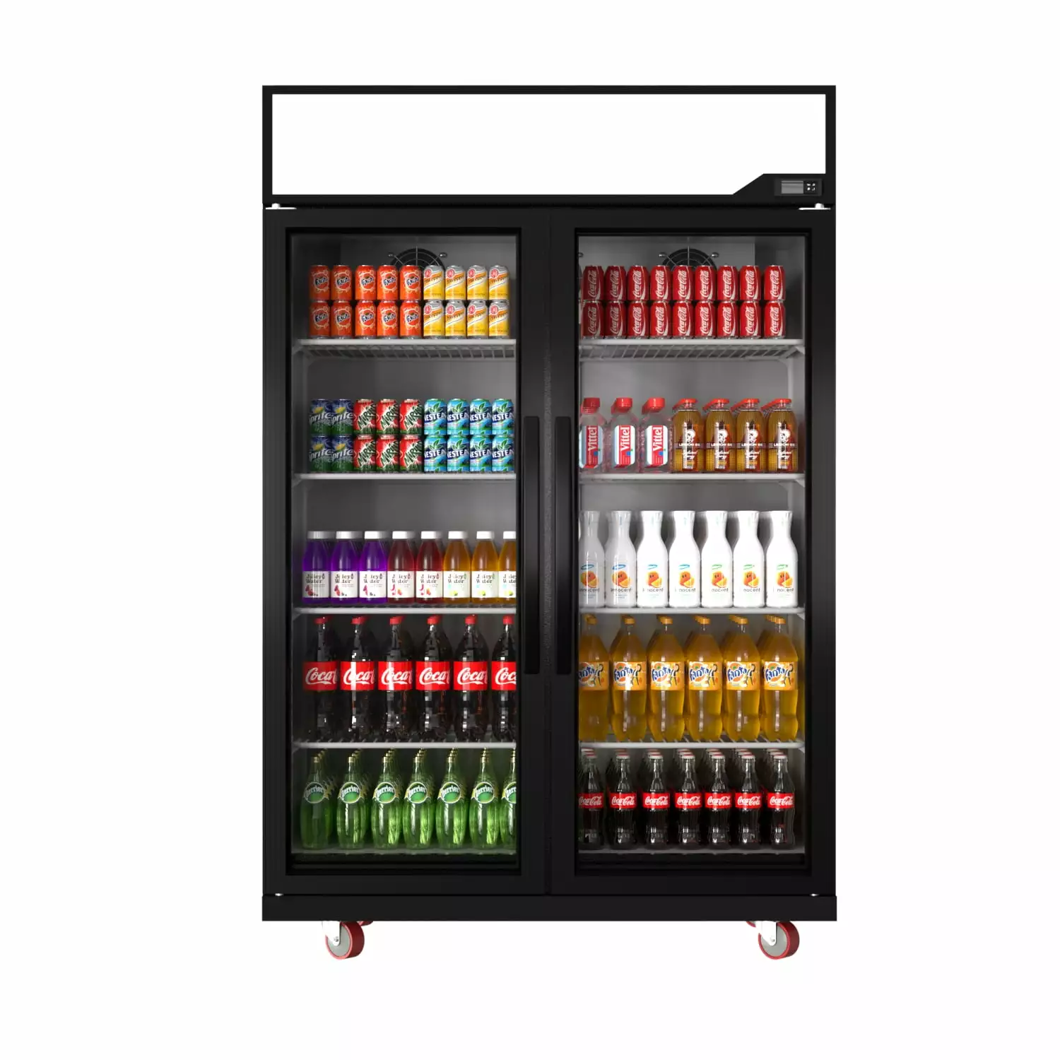 Chingoo 48'' Commercial Drink Refrigerator with Glass Door. 38 Cu.ft Merchandiser Refrigerator with Adjustable Shelves Black