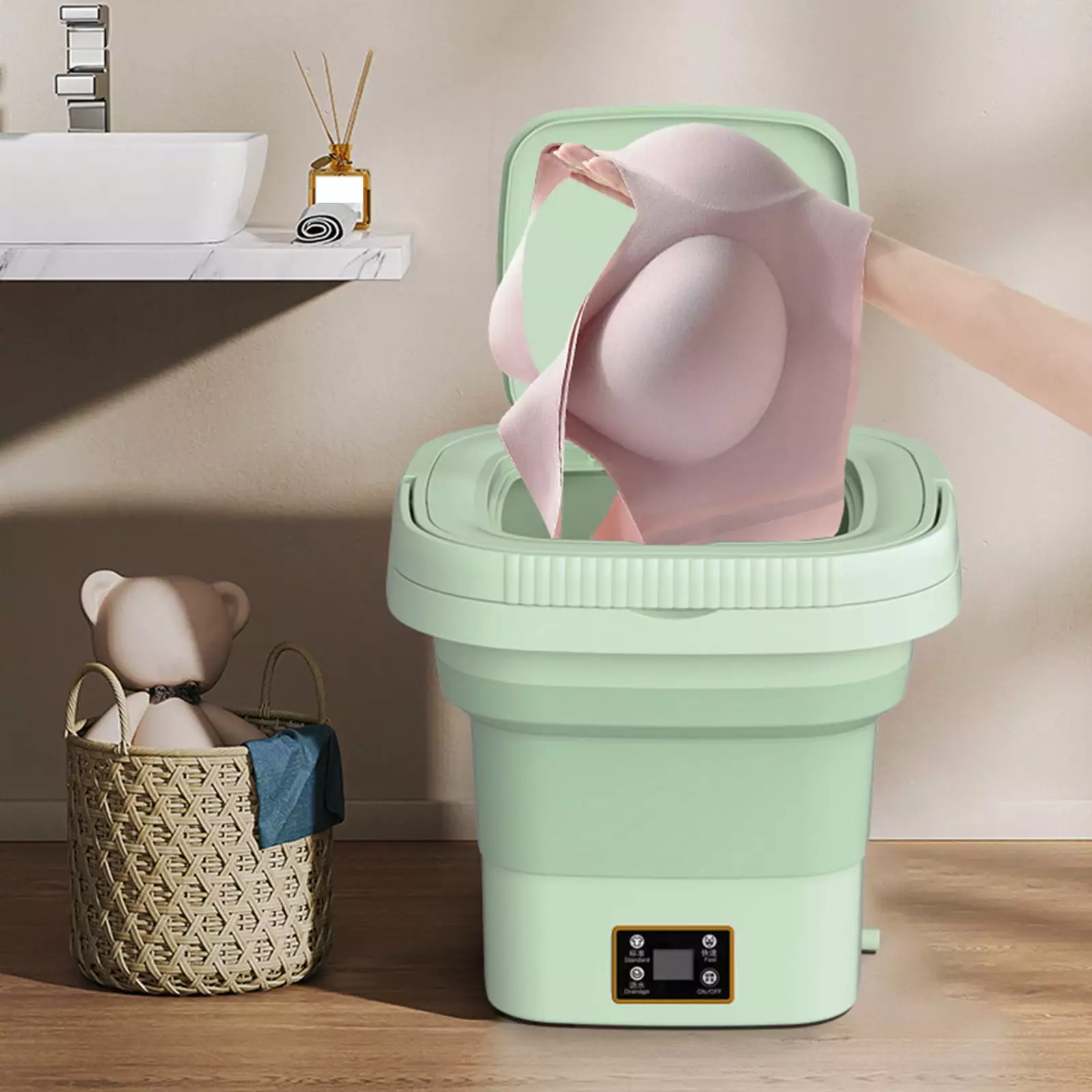 Clearance KKCXFJX Portable Washing Machine Foldable Mini Washing Machine. Small Washing Machine For Underwear. Baby Clothes. Suitable For Apartments. Dormitories. Camping. Travel