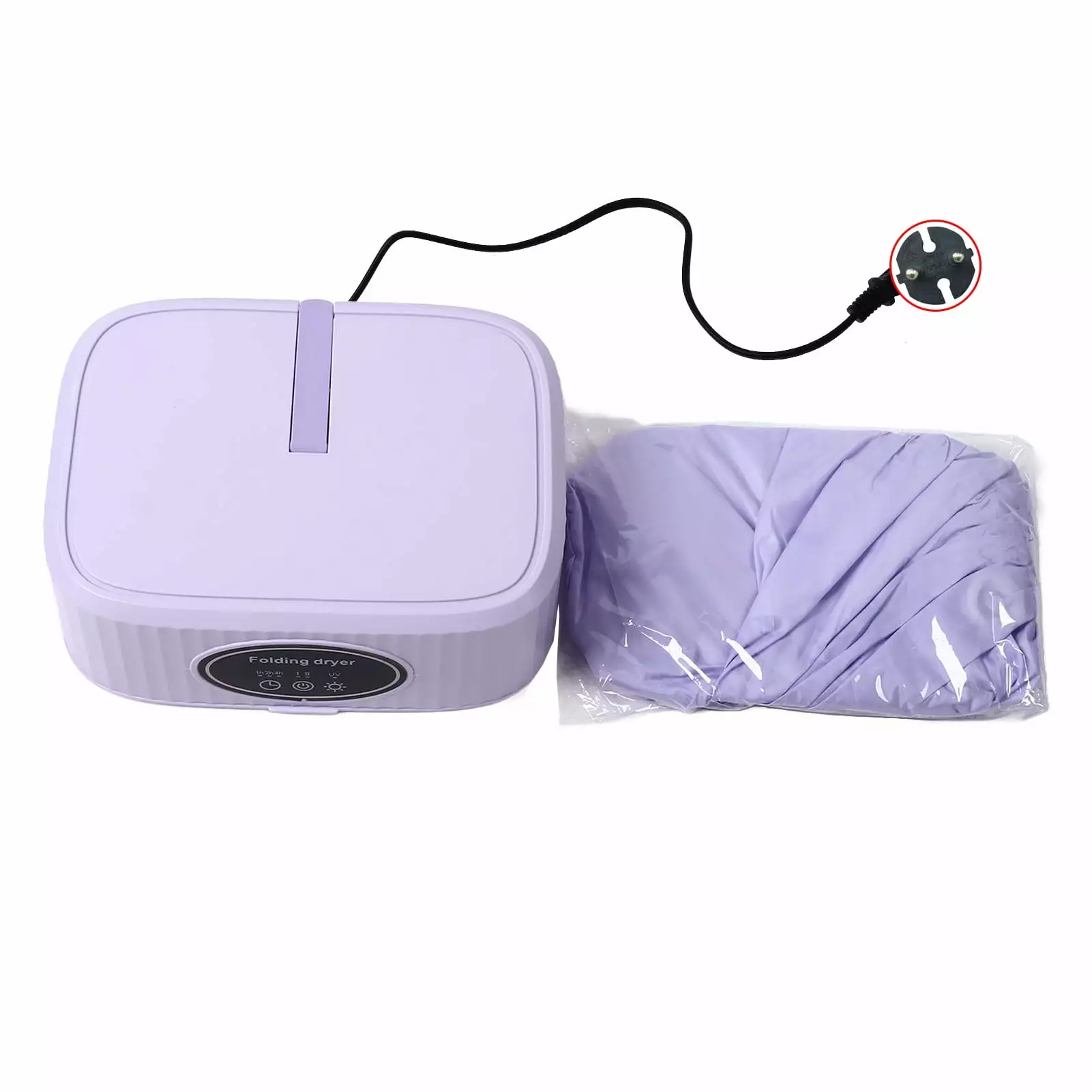 Clothes Dryer Portable Foldable Quiet Operation Timer Function Energy Saving Fast Drying Machine for Camping Apartment Dormitories EU Plug 220V Purple