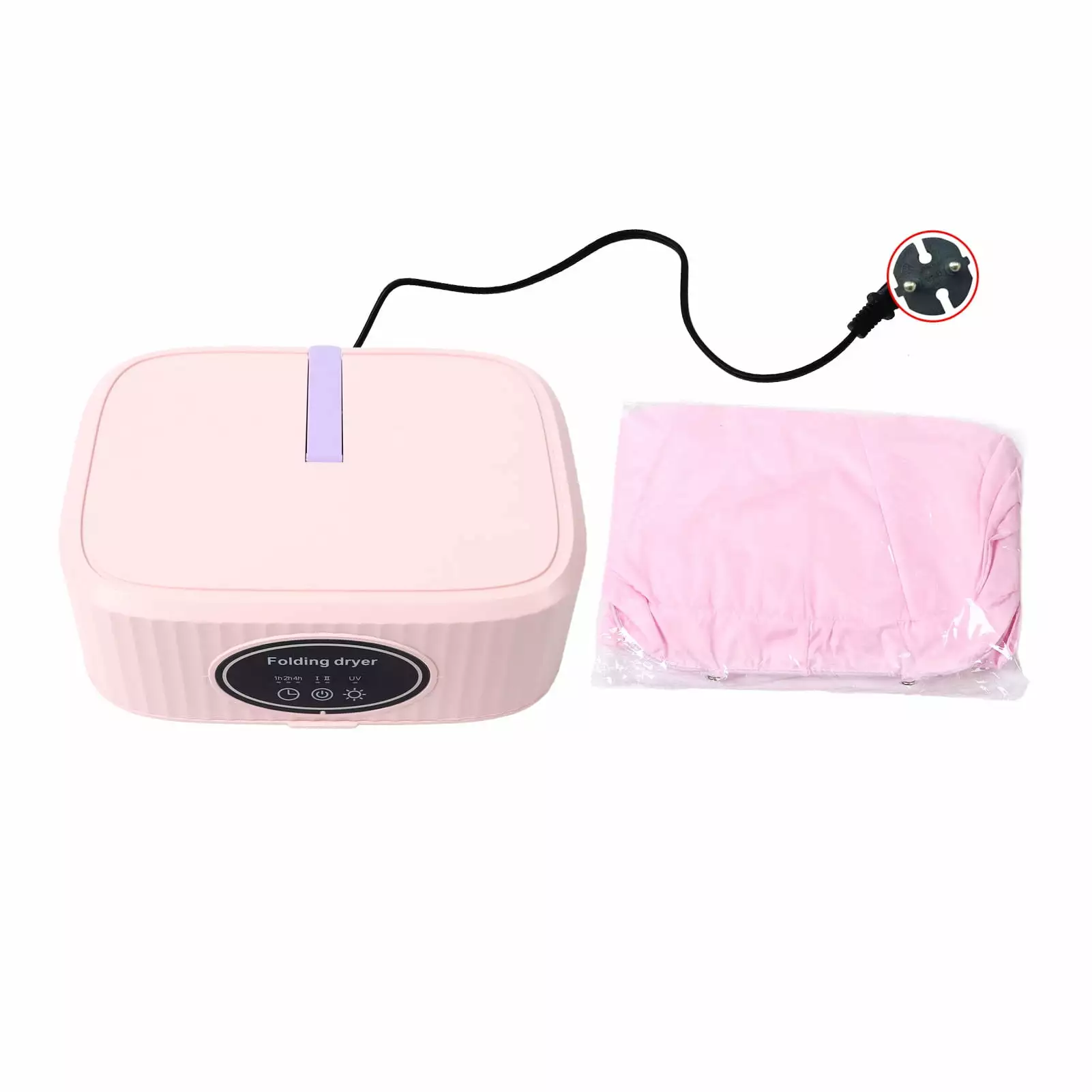 Clothes Dryer Portable Foldable Quiet Operation Timer Function Energy Saving Fast Drying Machine for Camping Apartment Dormitories EU Plug 220V Pink