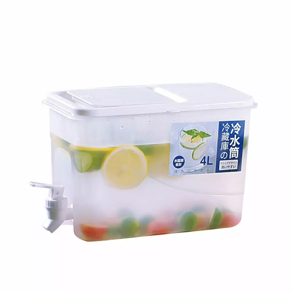 Cold Water Kettle Fridge 4L Juice Bucket Refrigerator Cool Beverage Storage Container with Faucet