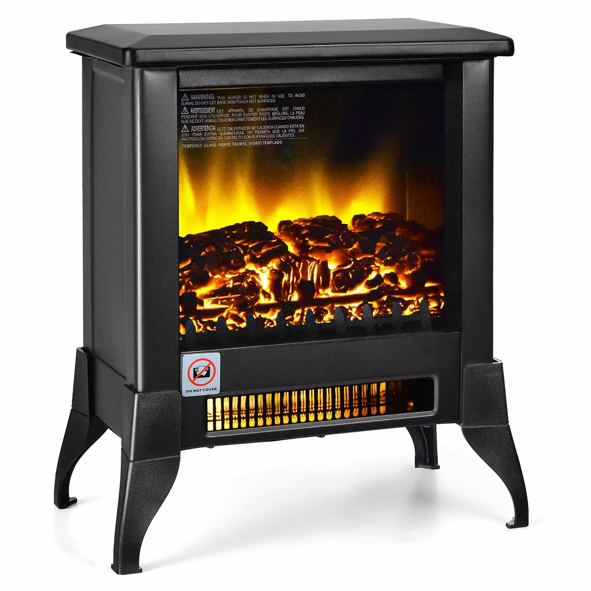 Compact Electric Fireplace 1400W Freestanding Stove Heater