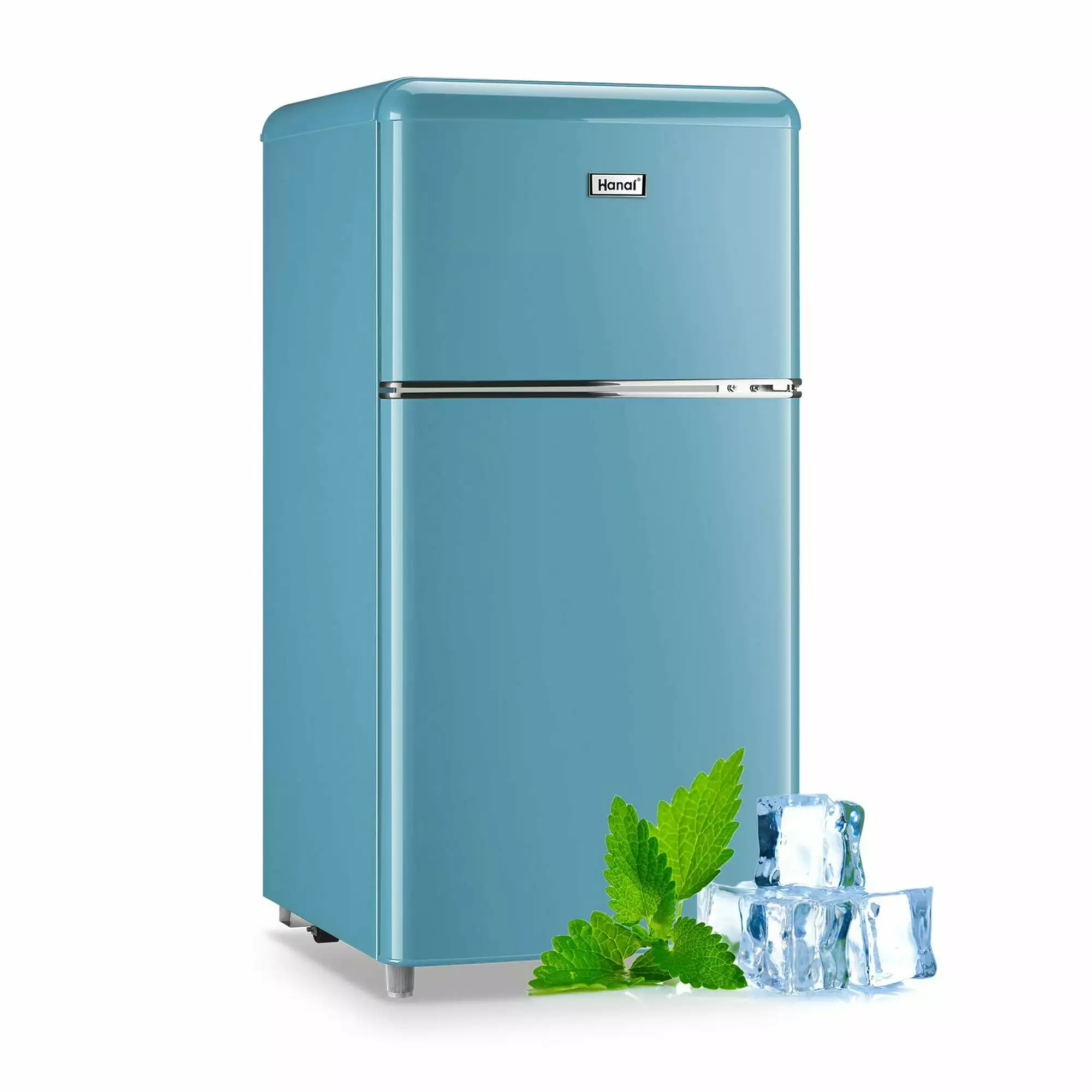 Compact Refrigerator WANAI 3.2 Cu.ft 2 Door Mini Refrigerator Adjustable Glass Shelves Refrigerator Removable Shelves