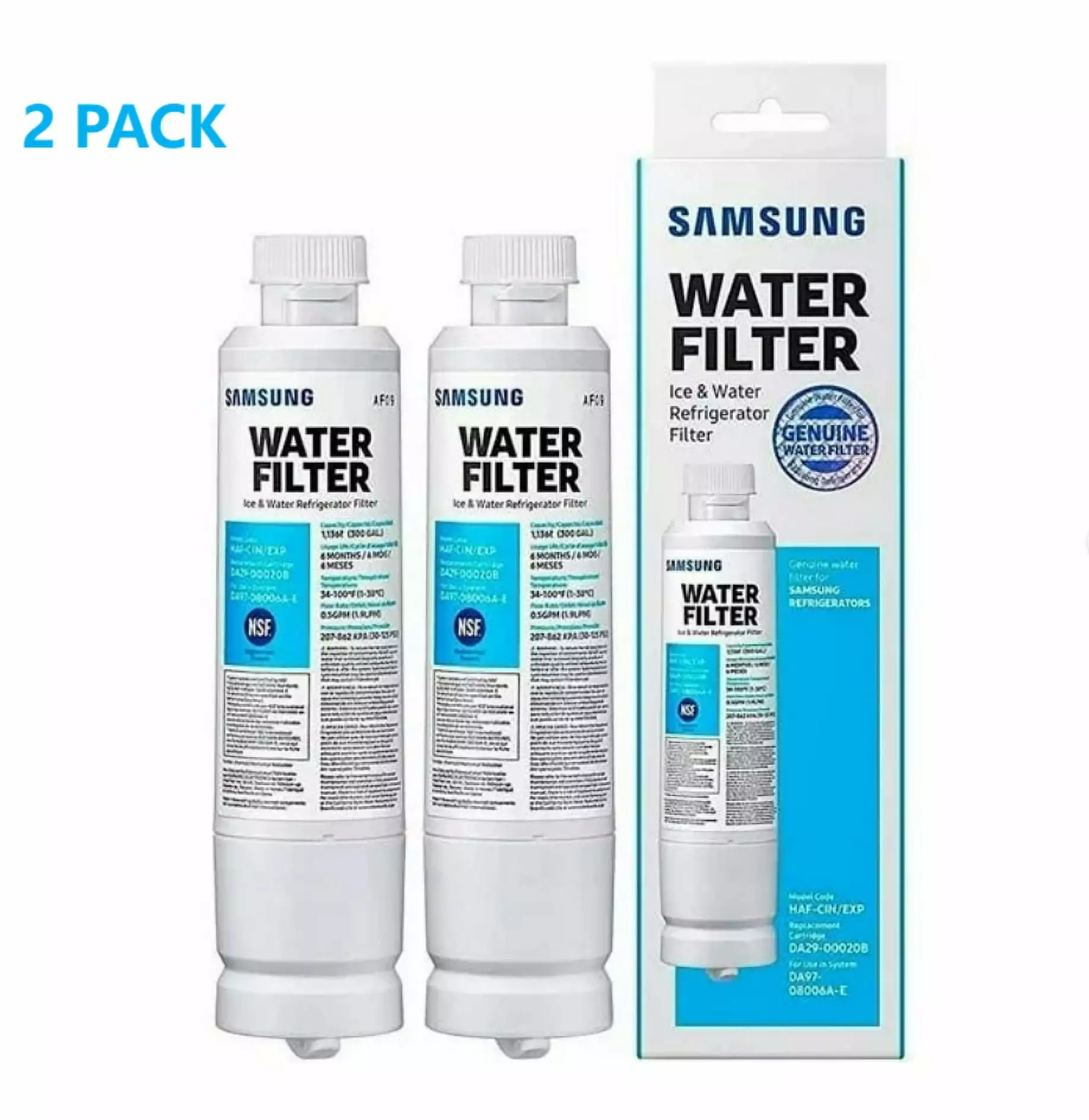 Compatible with Samsung Refrigerator Water Filter Replacement DA29-00020B (2-Pack)