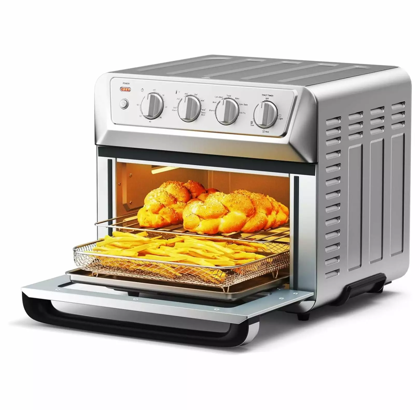 Convection Toaster Oven Air Fryer 7-in-1. 21.5 Airfryer Toaster Oven Combo Recipe. 4 Accessories Pull-out Crumb Tray. Air Fry Basket & Baking Tray Rack