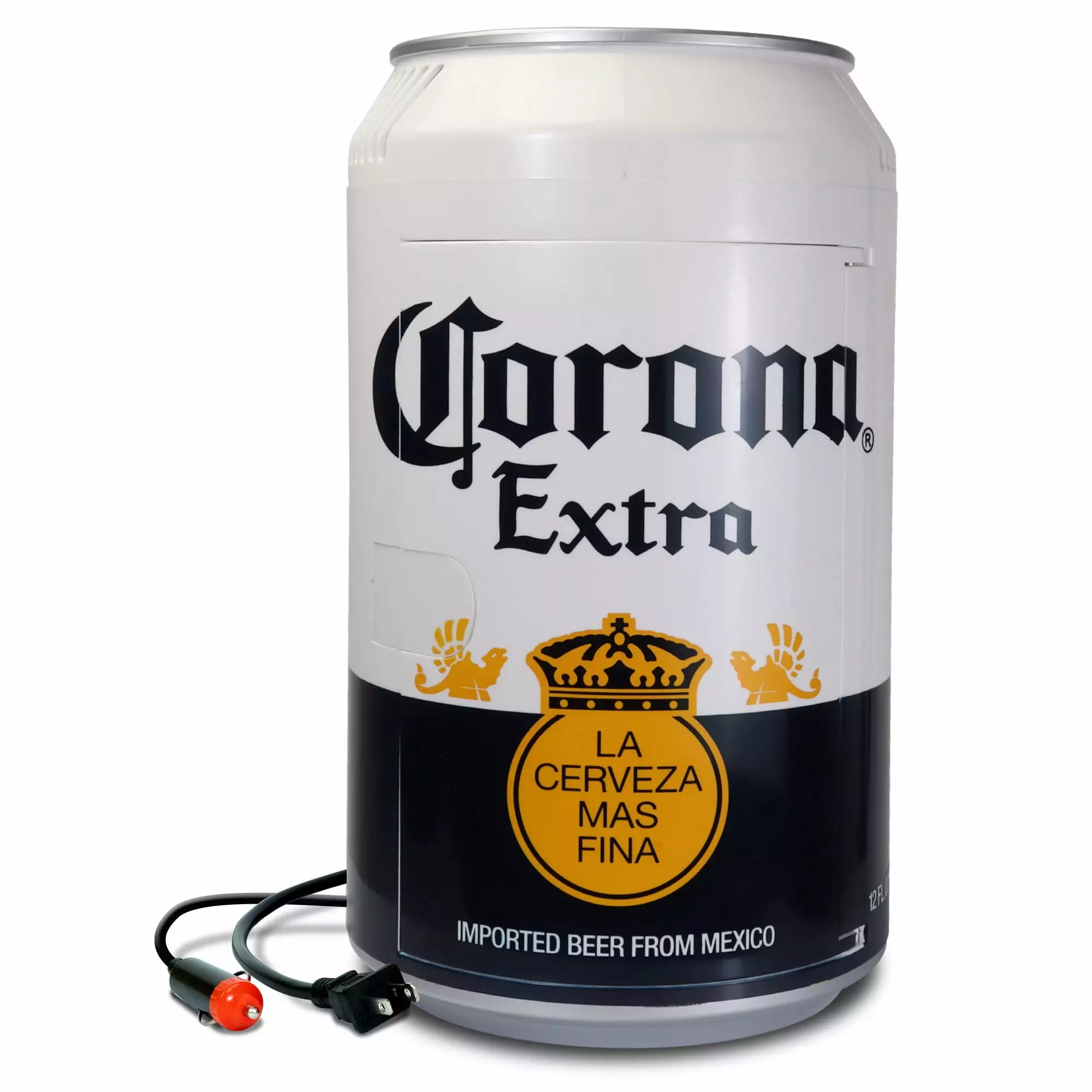 Corona 8 Can Portable Mini Fridge Beer Can Shaped Personal Cooler Travel Fridge White