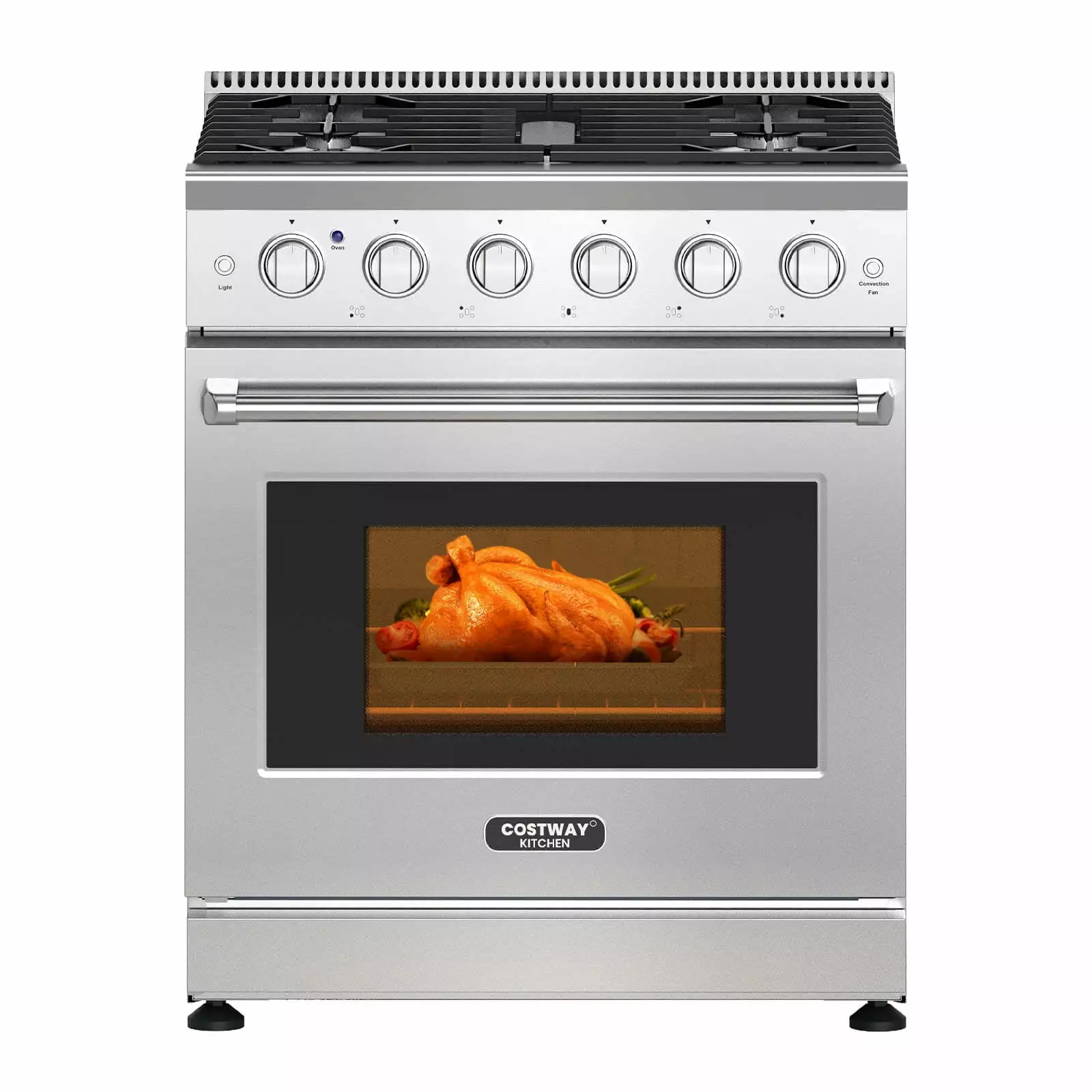 Costway 30 Natural Gas Range 120V with 5 Burners Cooktop & 4.55 Cu.Ft. Convection Oven