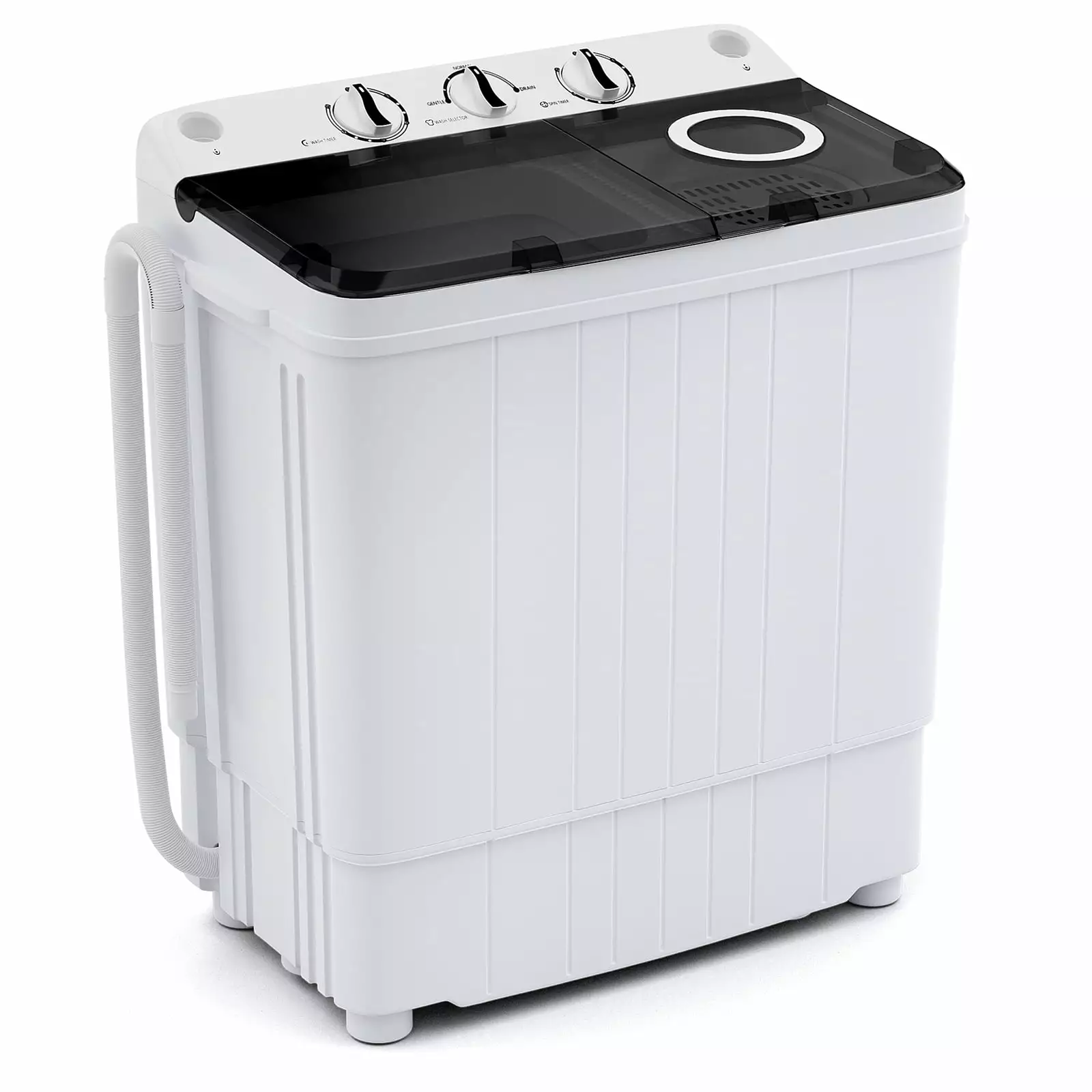 Costway Portable Washing Machine 17.6 lbs Twin Tub Laundry Washer with Drain Pump Grey