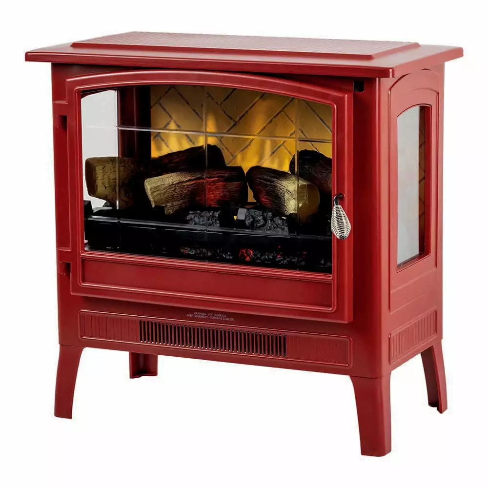 Country Living 24W x 23.5H x 13D Freestanding Electric Fireplace Stove Heater - Deep Red