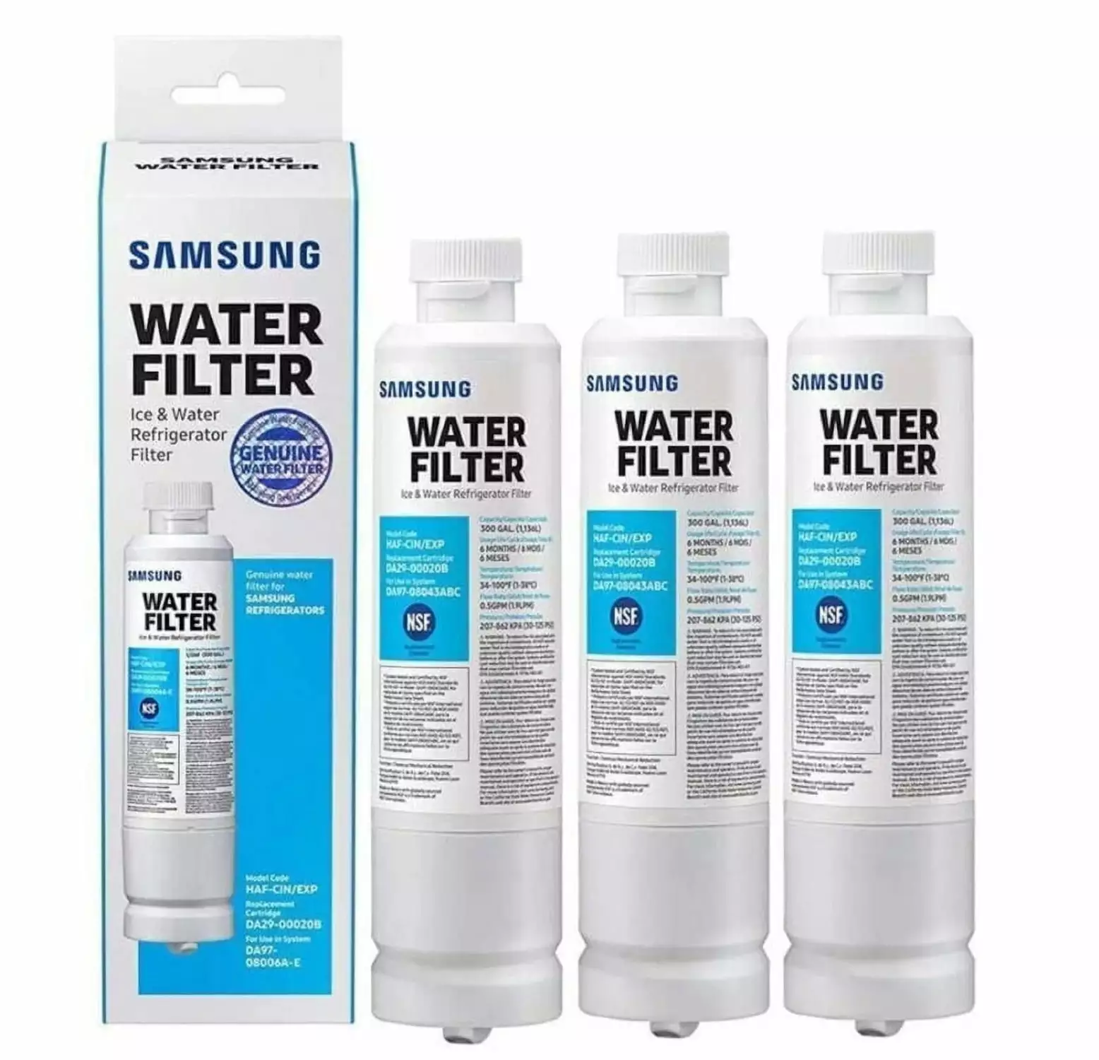 DA29-00020B HAF-CIN/EXP Refrigerator Water Filter. Compatible with Samsung Refrigerator Water Filter 3 Pack