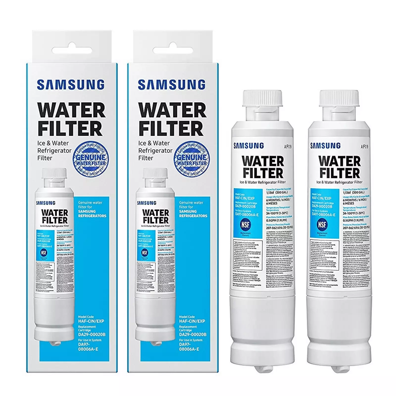 DA29-00020B HAF-CIN/EXP Refrigerator Water Filter. Compatible with Samsung Refrigerator Water Filter (Pack of 2)