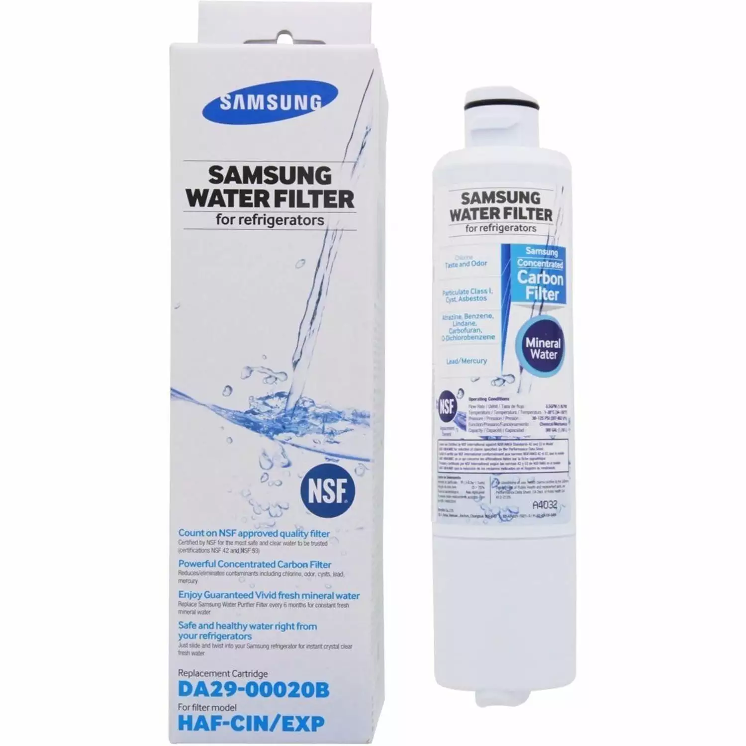 DA29-00020B NSF 53&42 Certified Refrigerator Water Filter. Replacement for Samsung DA29-00020B. HAF-CIN/EXP Pack of 1