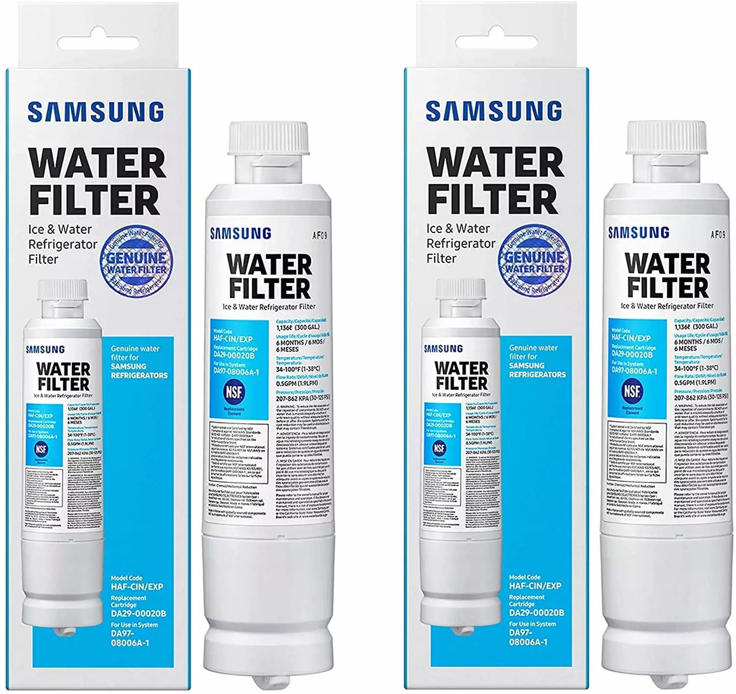 DA29-00020B Refrigerator Water Filter. Compatible with Refrigerator Water Filter (2 PACK)