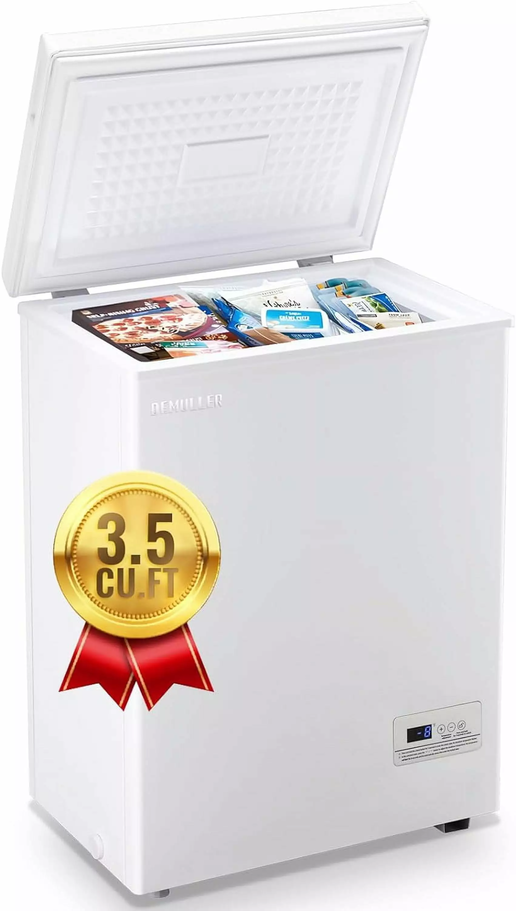 DEMULLER 3.5 Cu. ft Mini Fridge with Freezer Compact Small Deep Freezers for Dorm Office 63-White