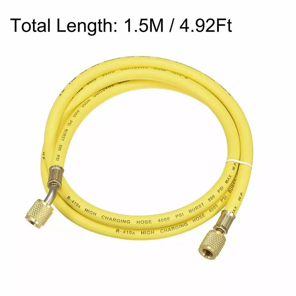 DEYISI Charging Hose Tube 1.5M Length 1/4 SAE Thread 800Psi for AC Refrigeration Yellow