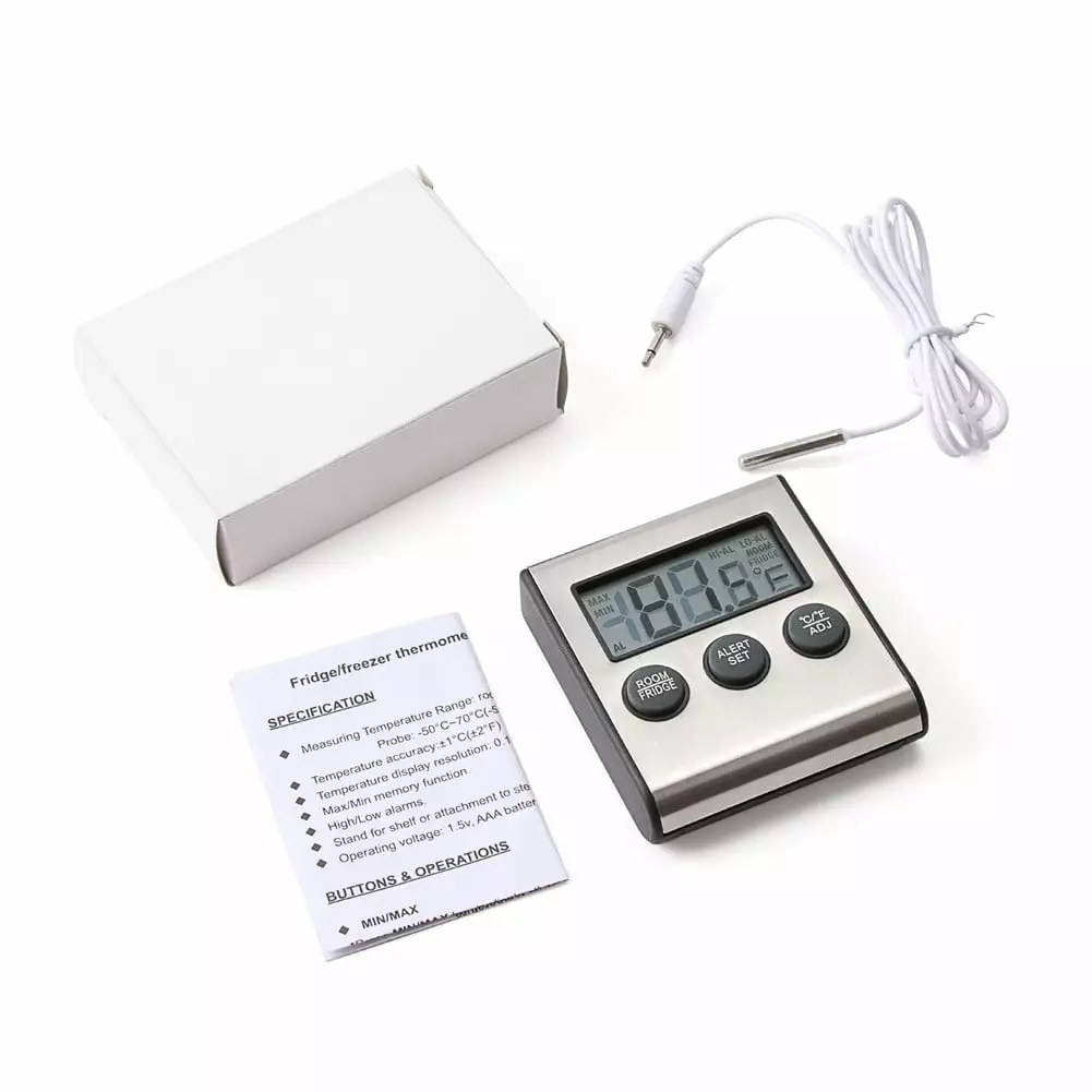 Digital Thermometer LCD Alarm Max/Min Records For Refrigerator Freezer Fridge