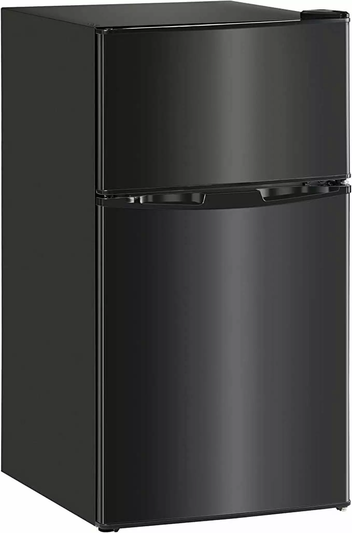 Double Door Mini Fridge with Freezer. 3.2 Cu.Ft Compact Refrigerator with Adjustable Shelf. Adjustable Thermostat and Reversible Door for Bedroom. Dorm. Home Office. Black