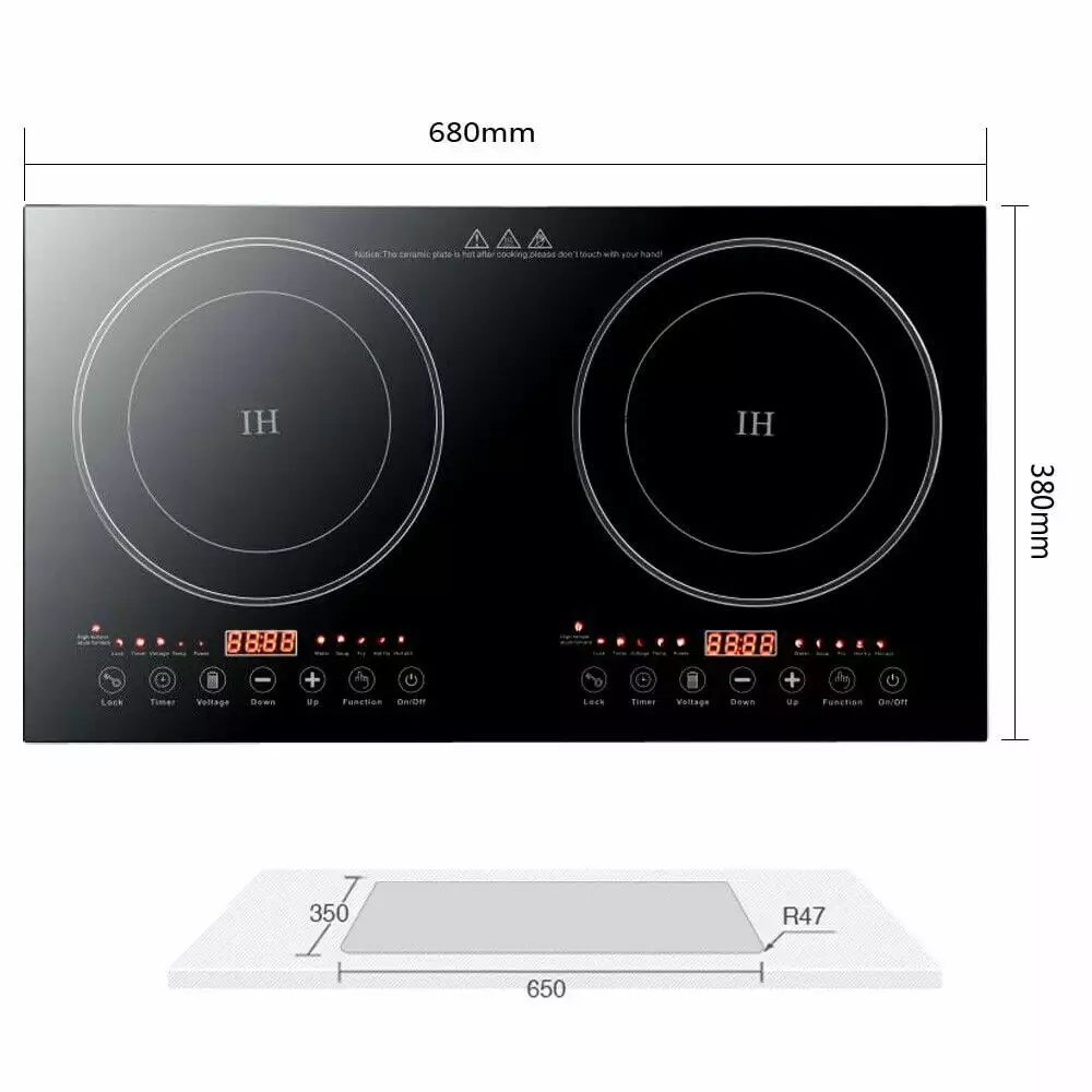 Double Induction Cooktop Cooker 2400W Digital Electric Countertop Burner Touch Sensor Control Stove Dual Hot Plate 8 Gear Firepower Countertop Burner Induction Cooker Vitro Ceramic Glass Black 110V