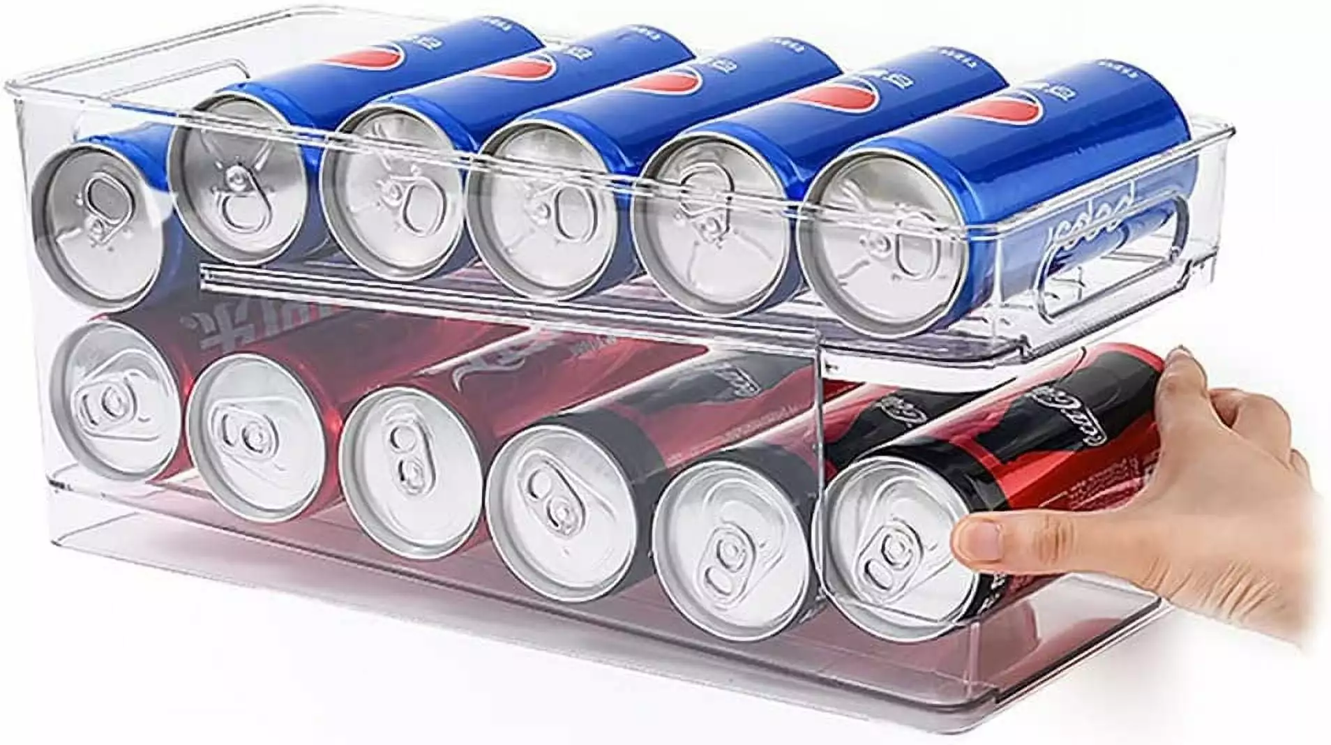 Double Layers Soda Can Fridge Storage Organisers. Automatic Drink Can Dispenser. Fridge Beer Can Holder. Can Dispenser Rack. Rolling Tin Can Storage (2 Layers for 10 Cans)