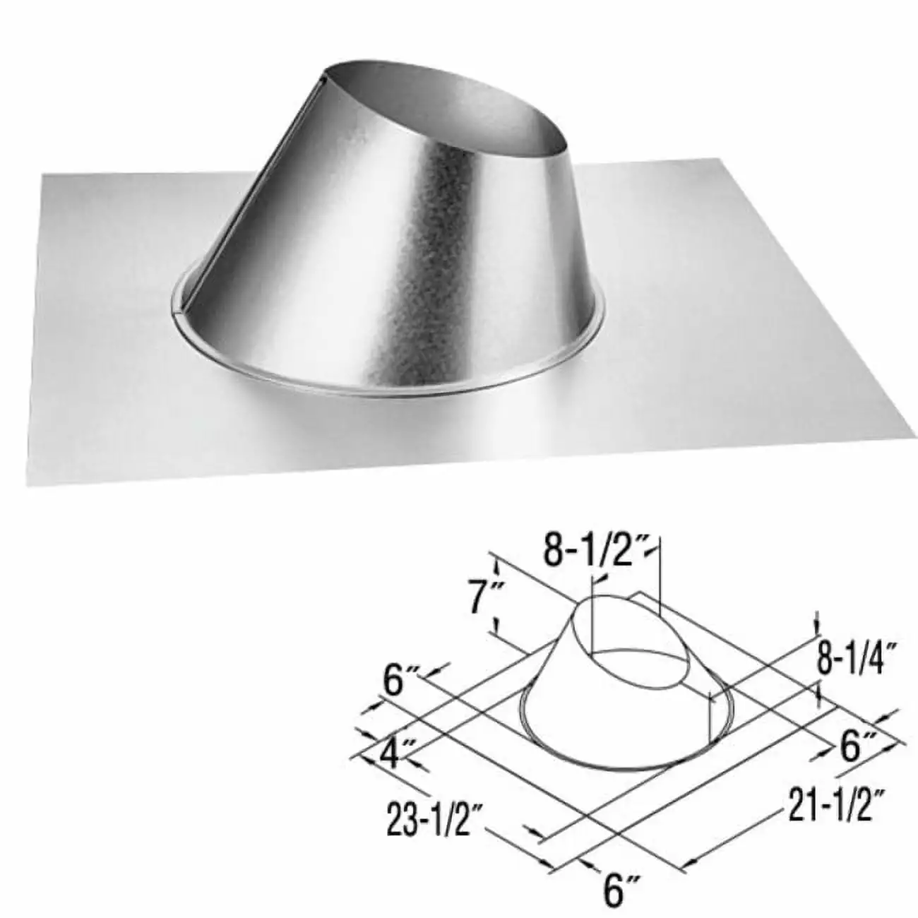 DuraVent DirectVent 6 in. D Galvanized Steel Adjustable Fireplace Roof Flashing