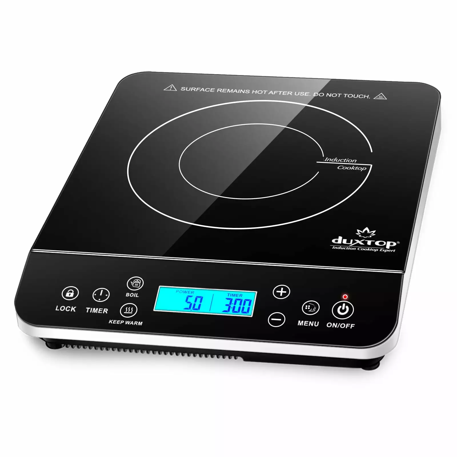 Duxtop Portable Induction Cooktop. Countertop Burner Induction Hot Plate with LCD Sensor Touch 1800 Watts. Silver 9600LS/BT-200DZ